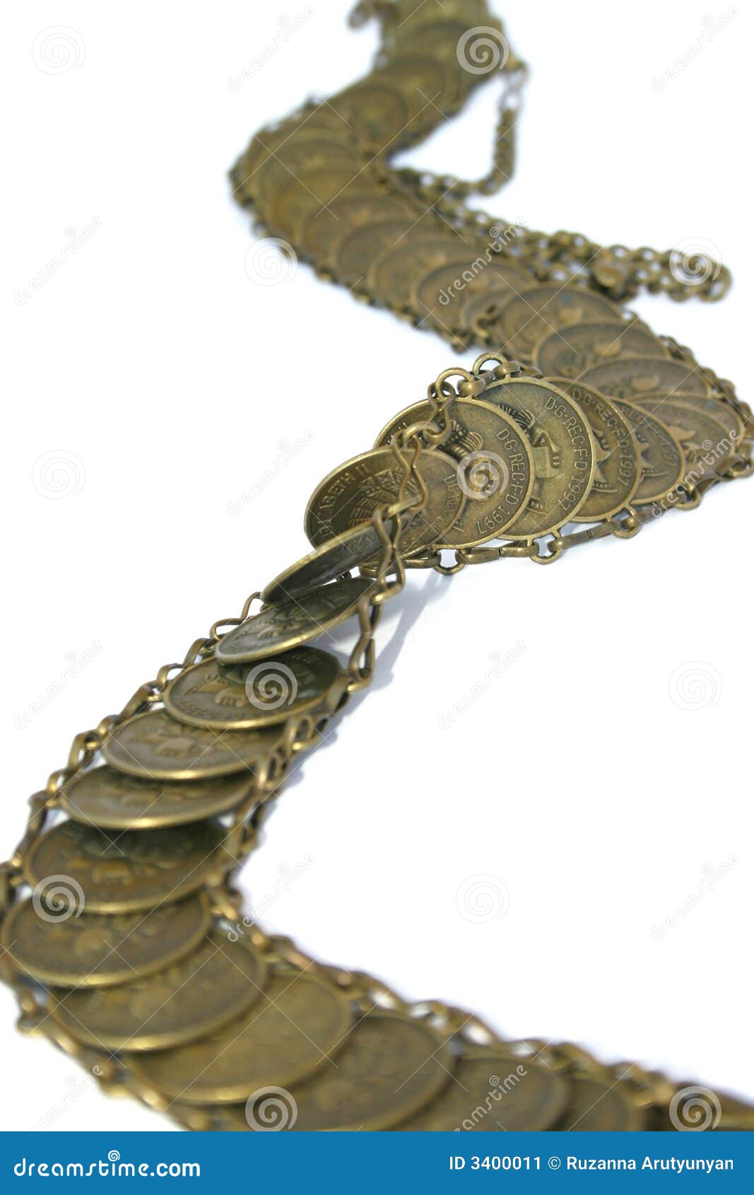 Coins belt stock image. Image of fashionable, chain, round - 3400011