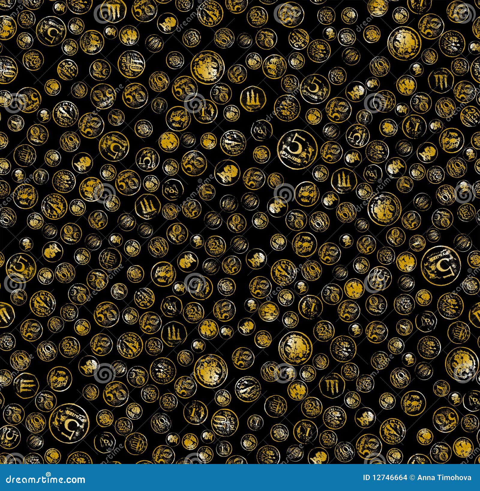 Coins on the Black Background Stock Illustration Illustration of background, rich 12746664