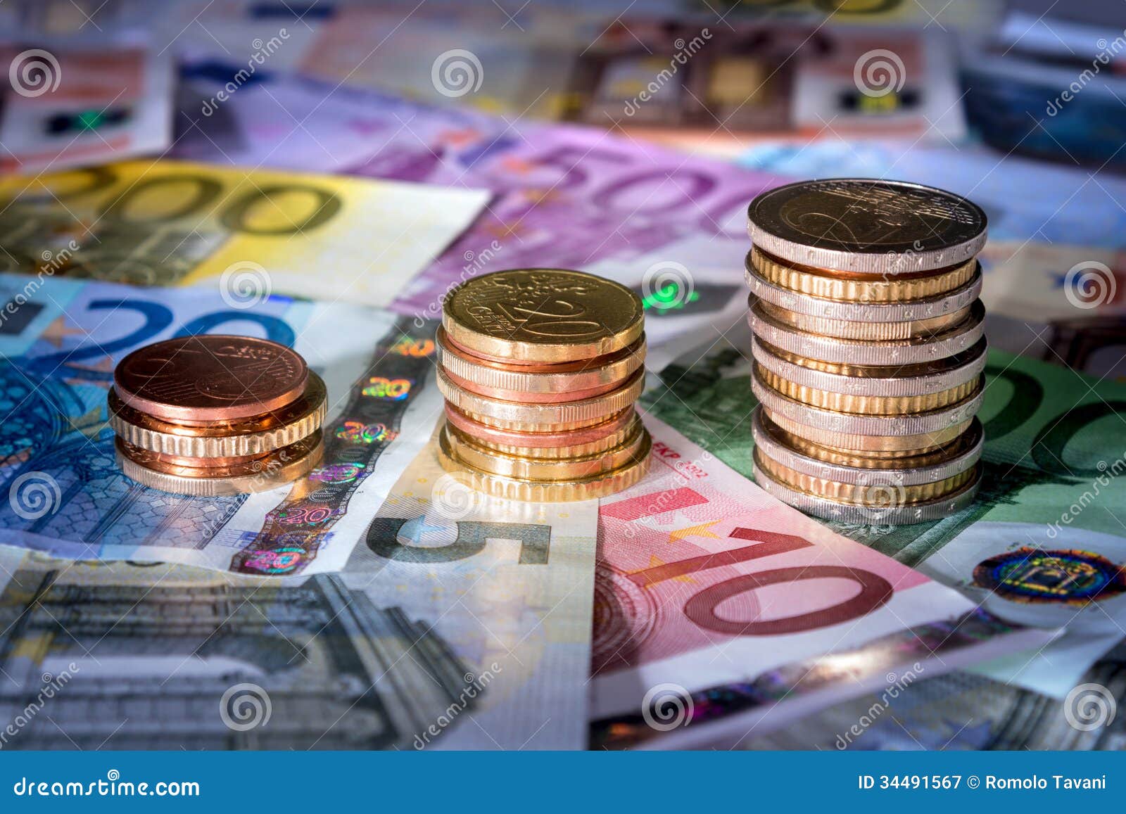 Coins Chart On Euro Banknotes Stock Exchange, Money In ...