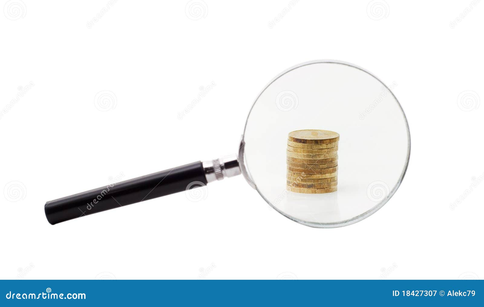 Coins Increased Magnifying Glass Stock Image Image of rate