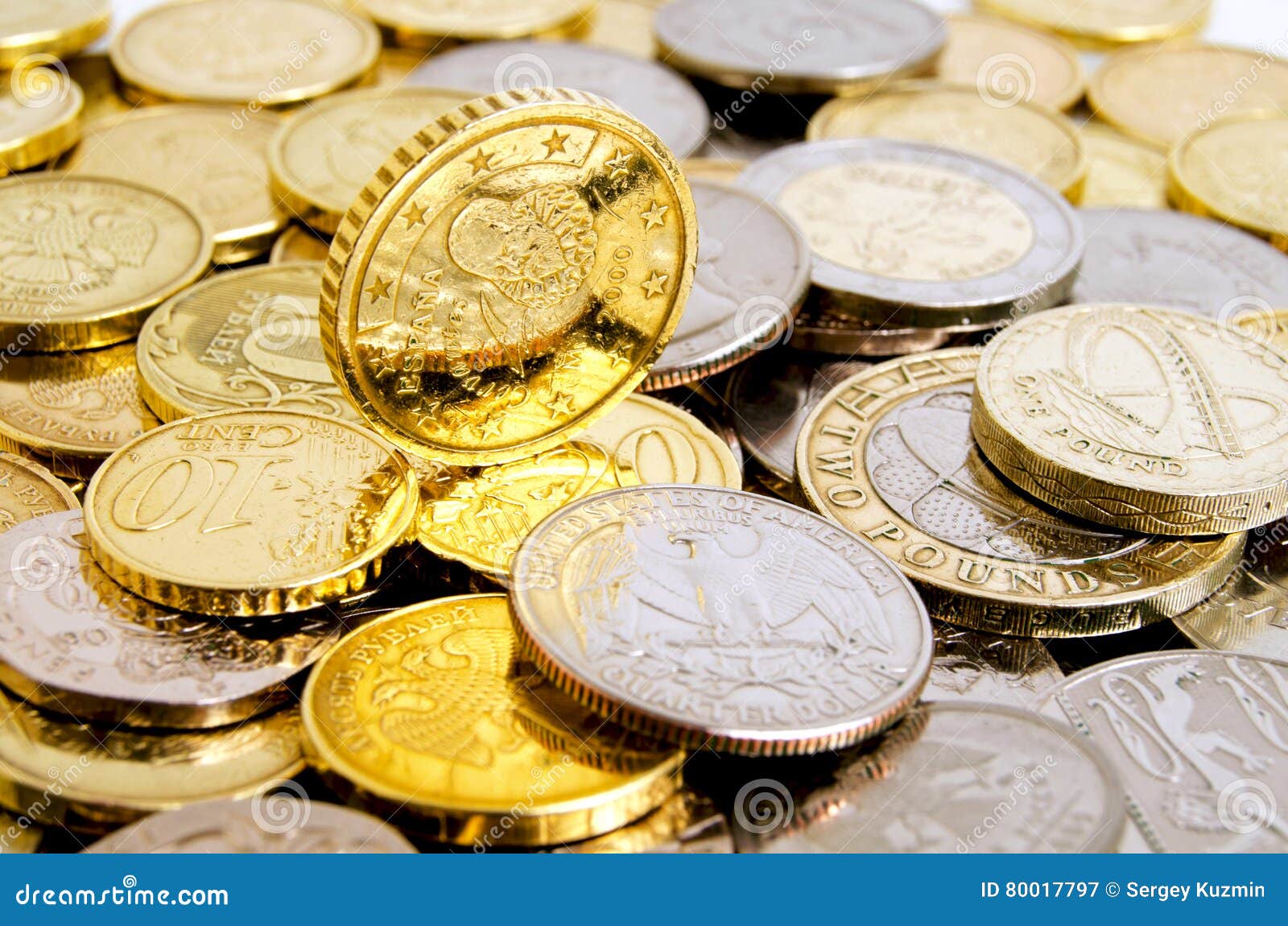 Coins On A Light Background. Stock Image - Image of ...