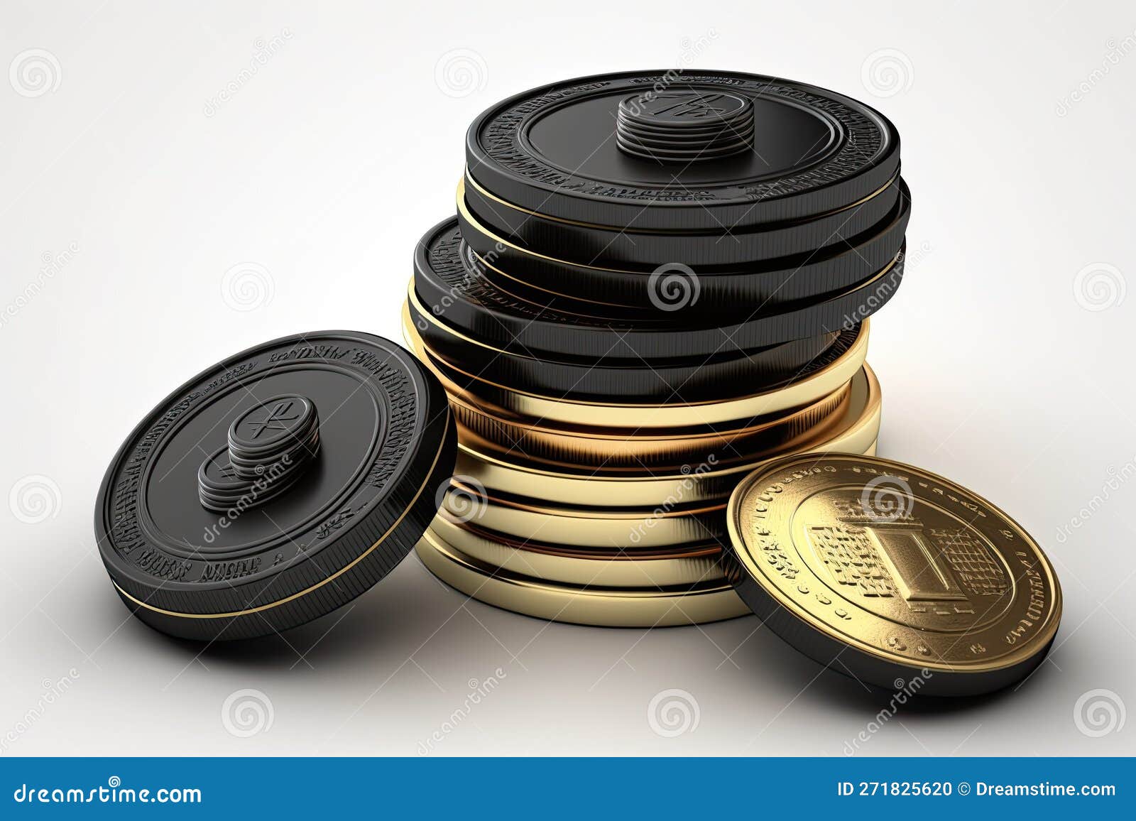Coins in a Stack, Isolated on White. Conceptualizing Investments Stock