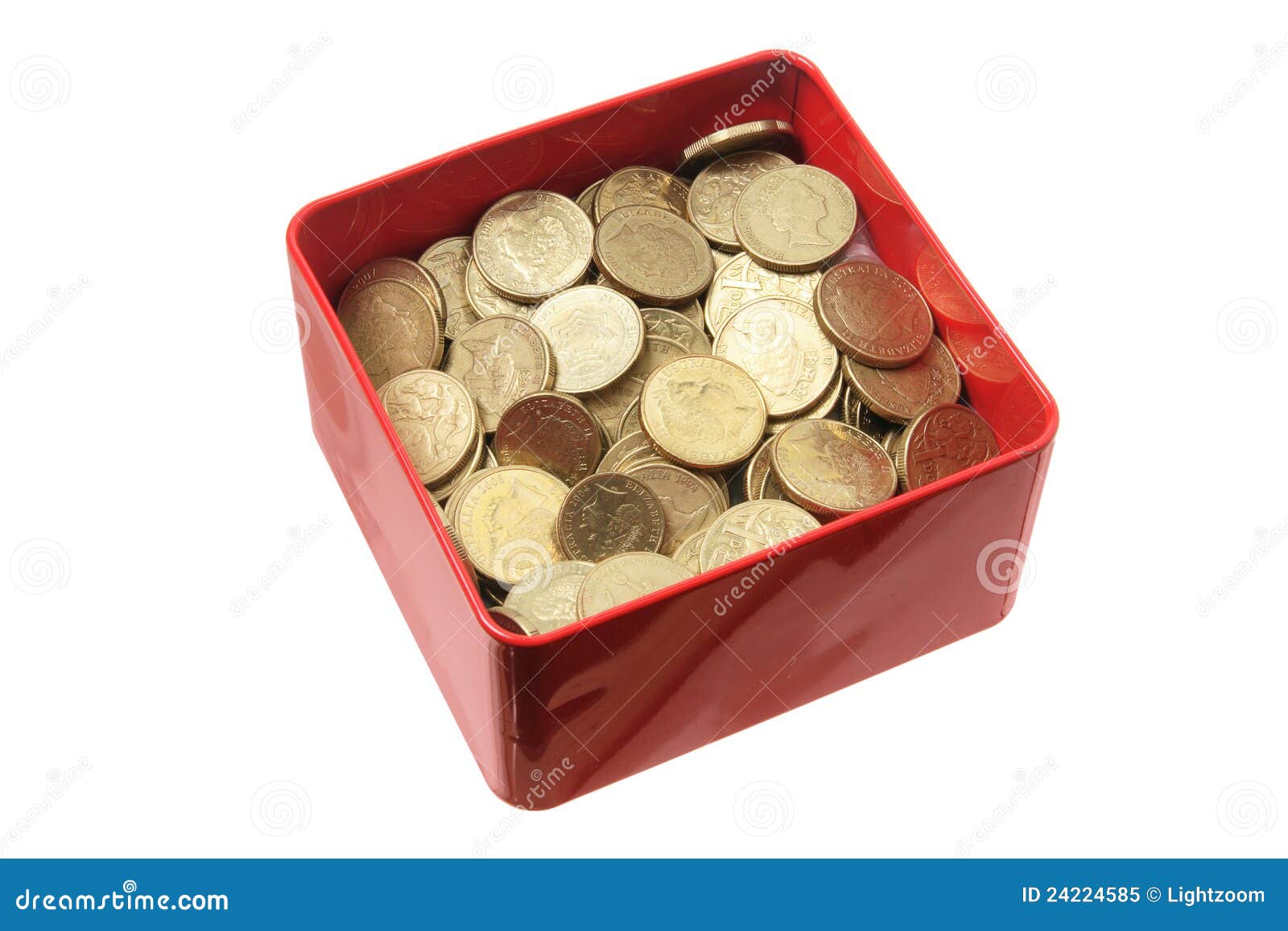 Coins in Tin Box stock image. Image of object, expenditure 24224585