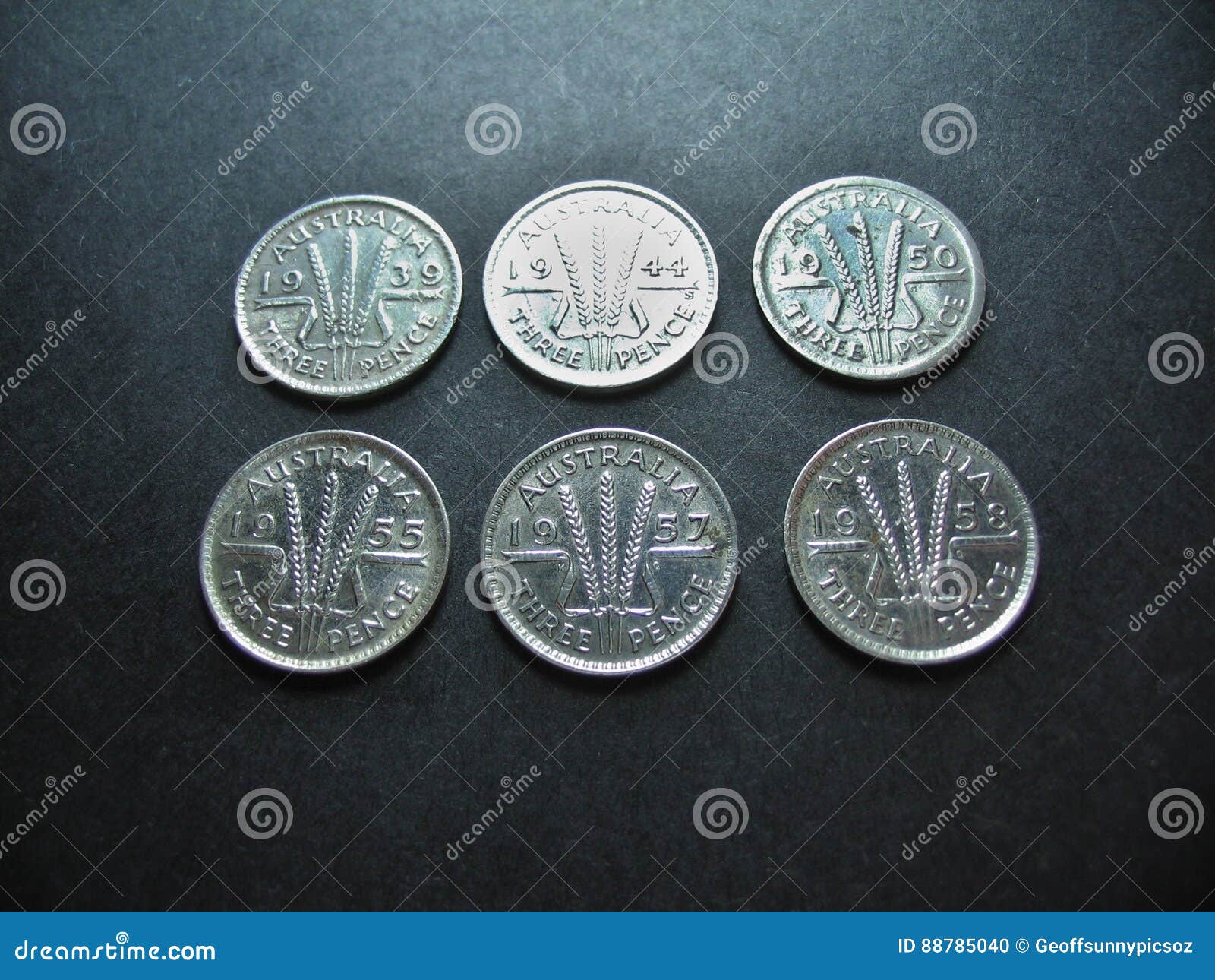 coins vintage silver australian threepence.