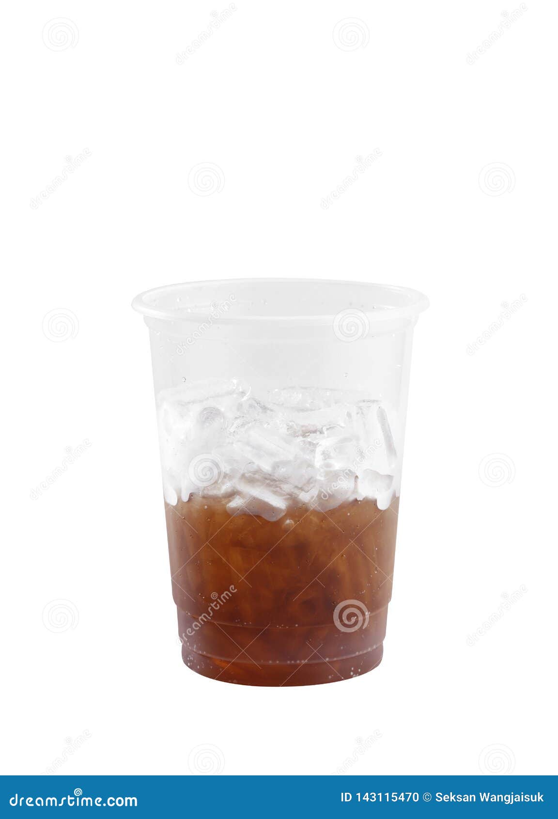 Cola In Plastic Cup With Ice Stock Photo - Image of white, background