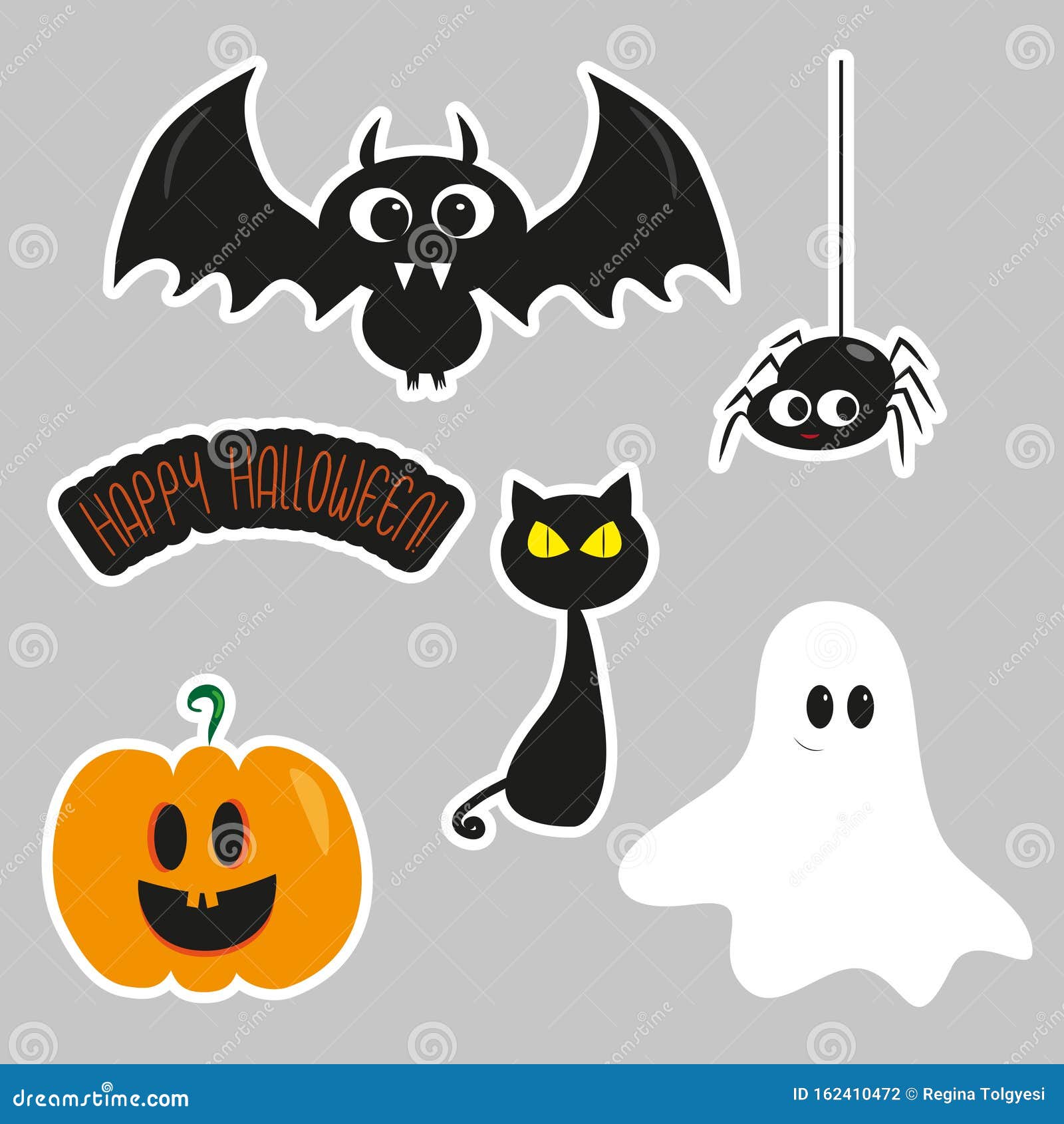 Halloween, rosto, silueta, adesivo, assustador, halloween, abóboras, ícone,  jogo, vetorial, ilustração