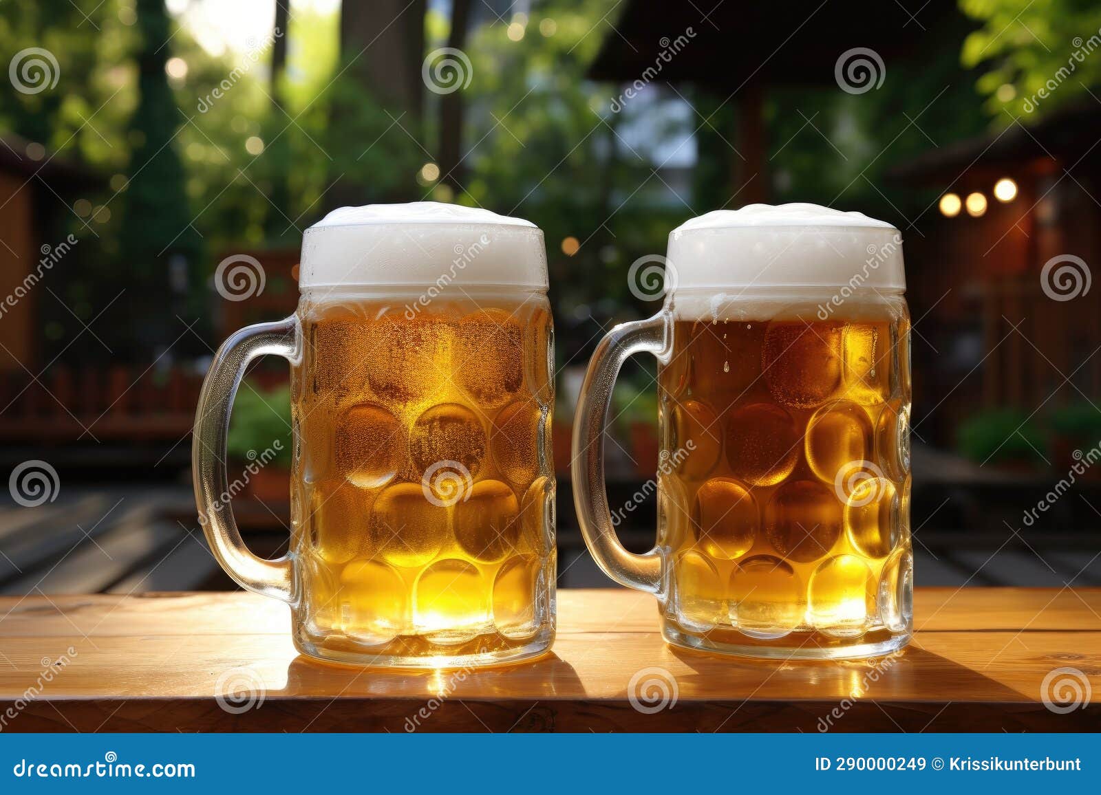 Cold beer in a beer garden stock image. Image of cold 290000249