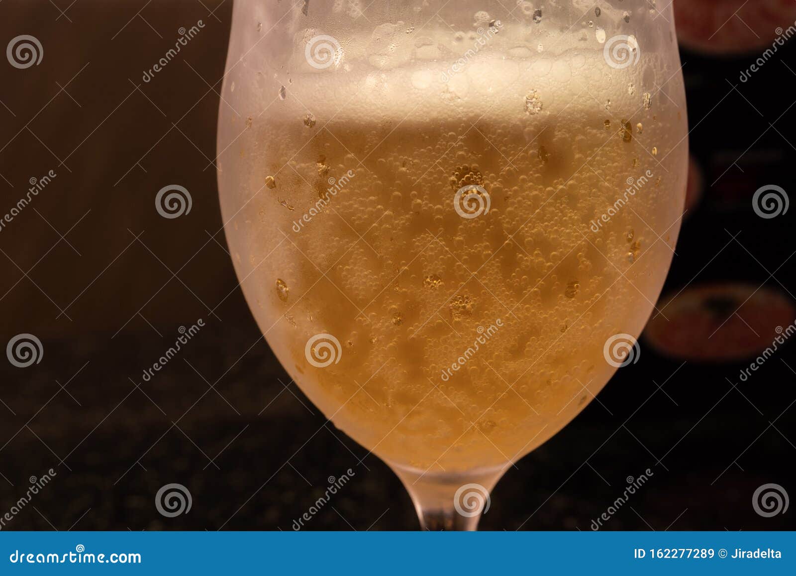 Cold Beer In Wine Glass With Bubble And Condensate Stock Image Image
