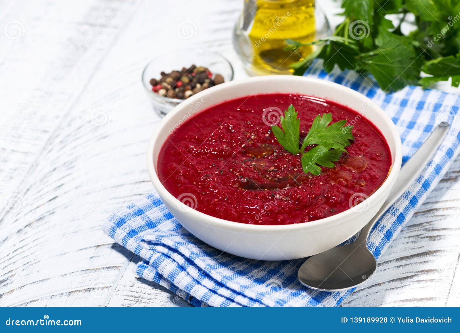 Cold Beet Soup In A Bowl On White Background Stock Photo - Image of ...