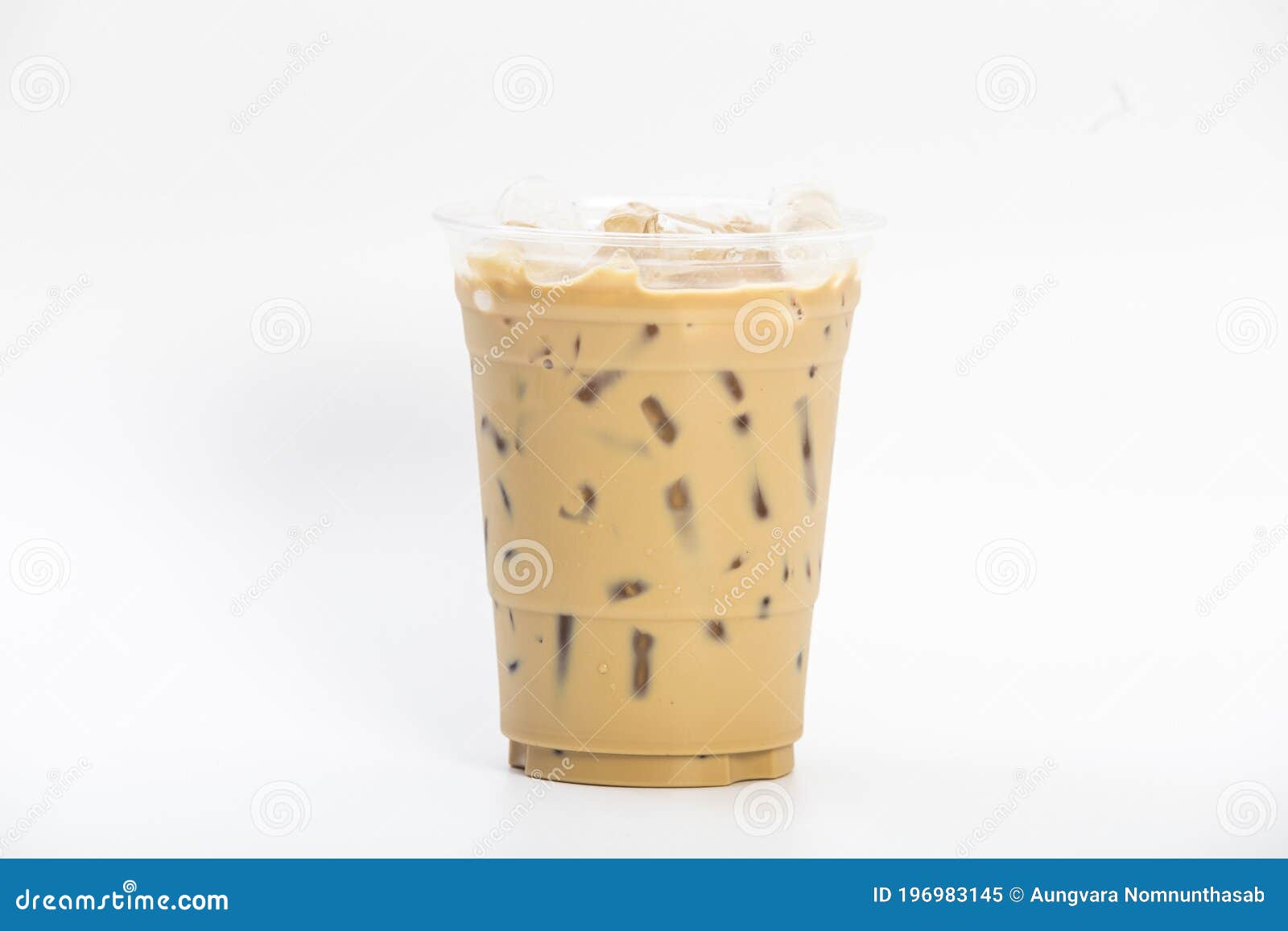 Cool Iced Espresso or Iced Latte in a Takeaway Clear Plastic Glass 16oz
