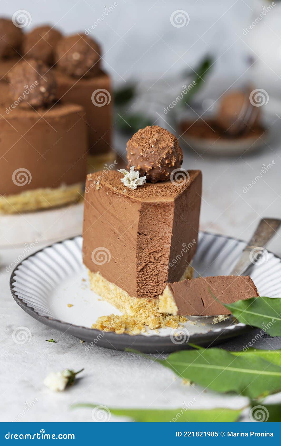 Cold Chocolate Cheesecake with Truffle and Cocoa Powder Stock Image