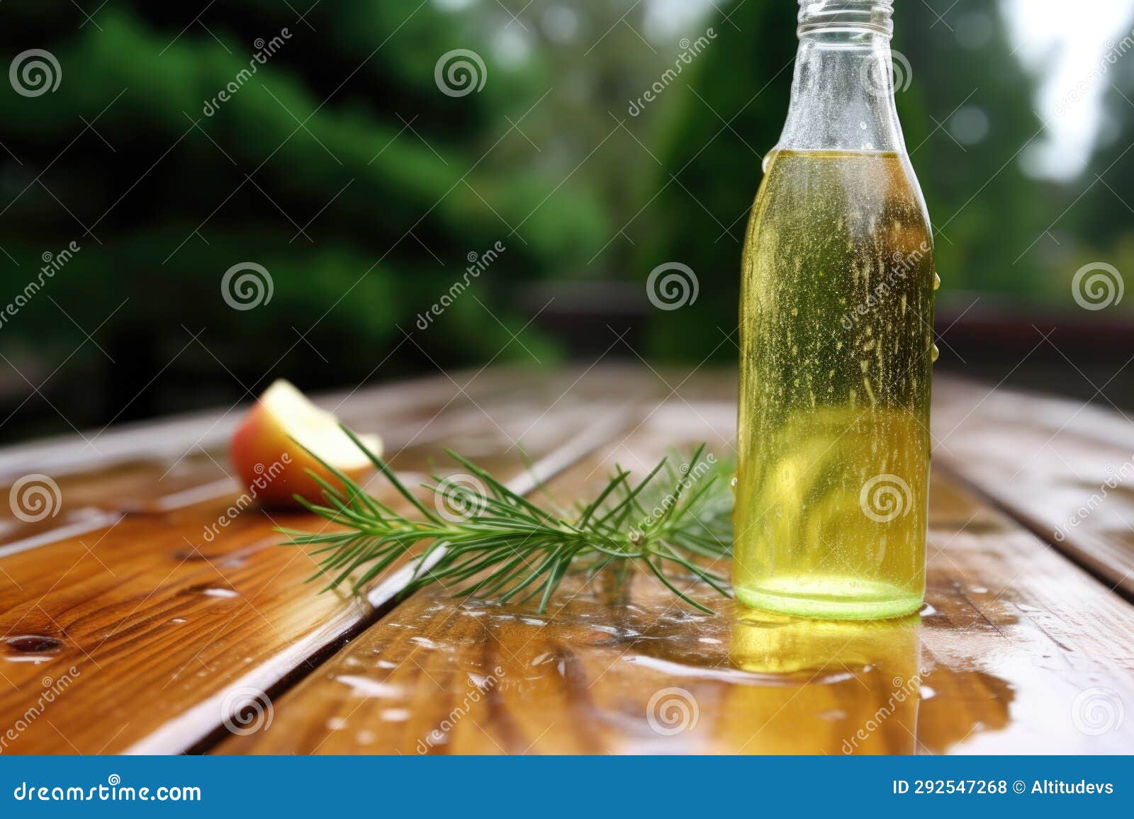 Cold Cider Bottle Sweating on a Pine Table Stock Photo Image of