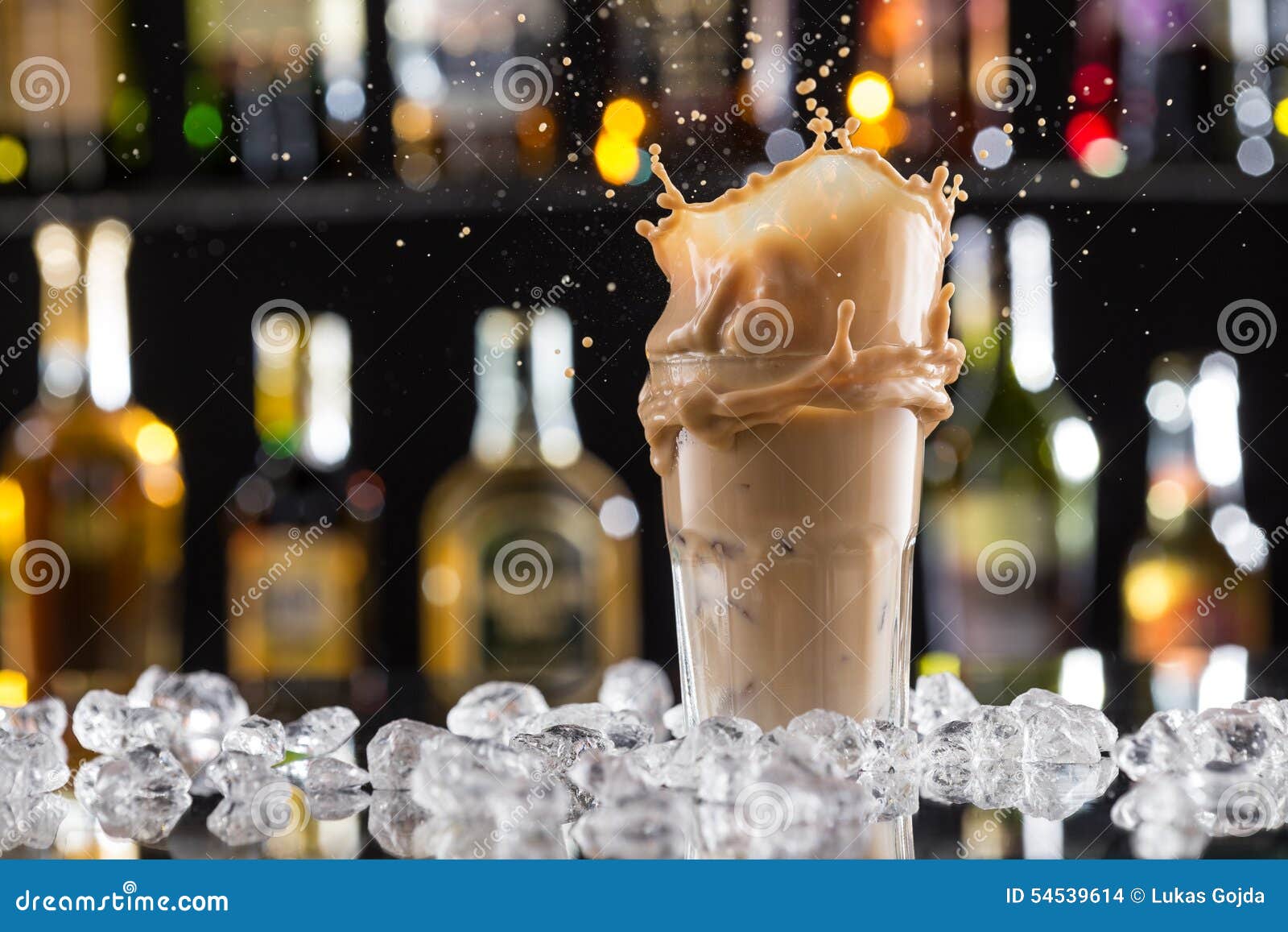 Cold Coffee Drink with Ice, Beans and Splash Stock Photo Image of