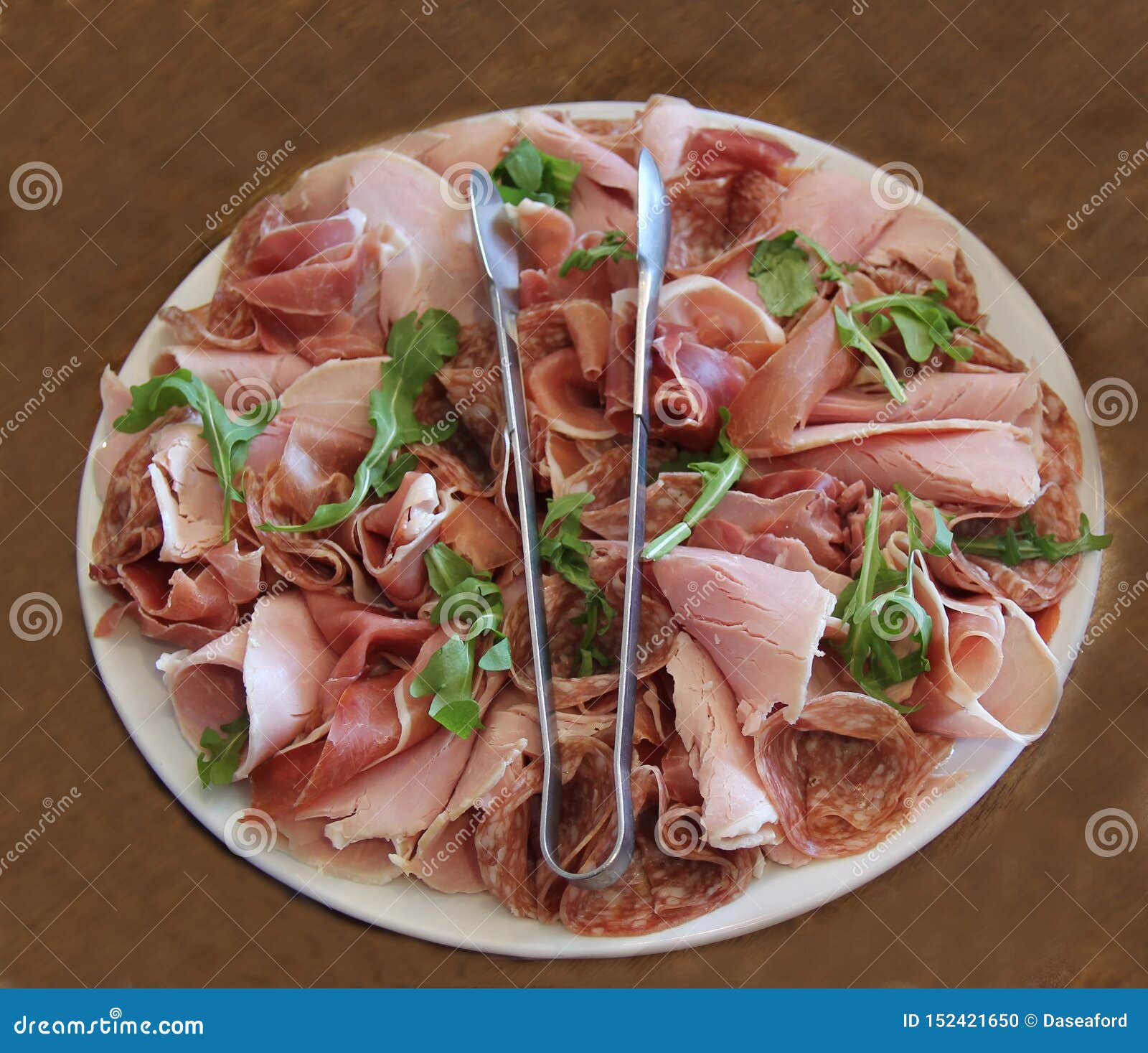 Cold Cooked Meat Platter. stock photo. Image of display 152421650