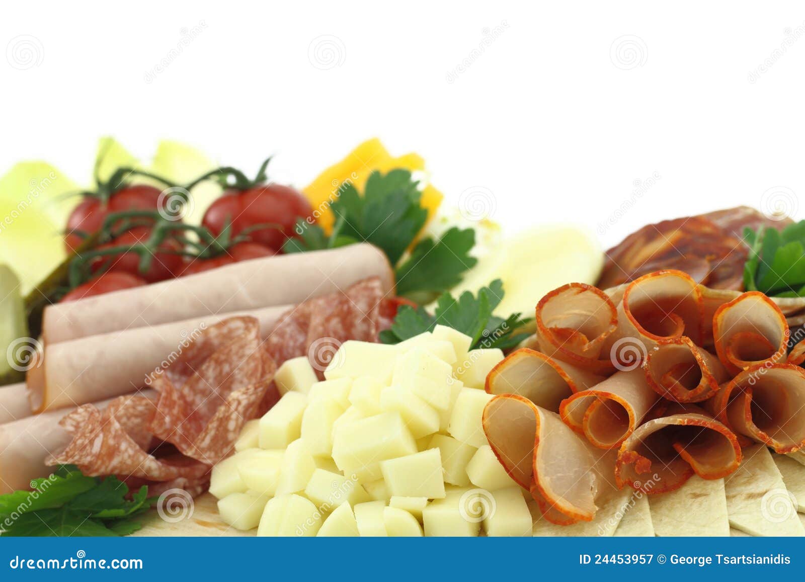 Cold Cuts. Meat, Cheese and Vegetables Stock Image Image of isolated