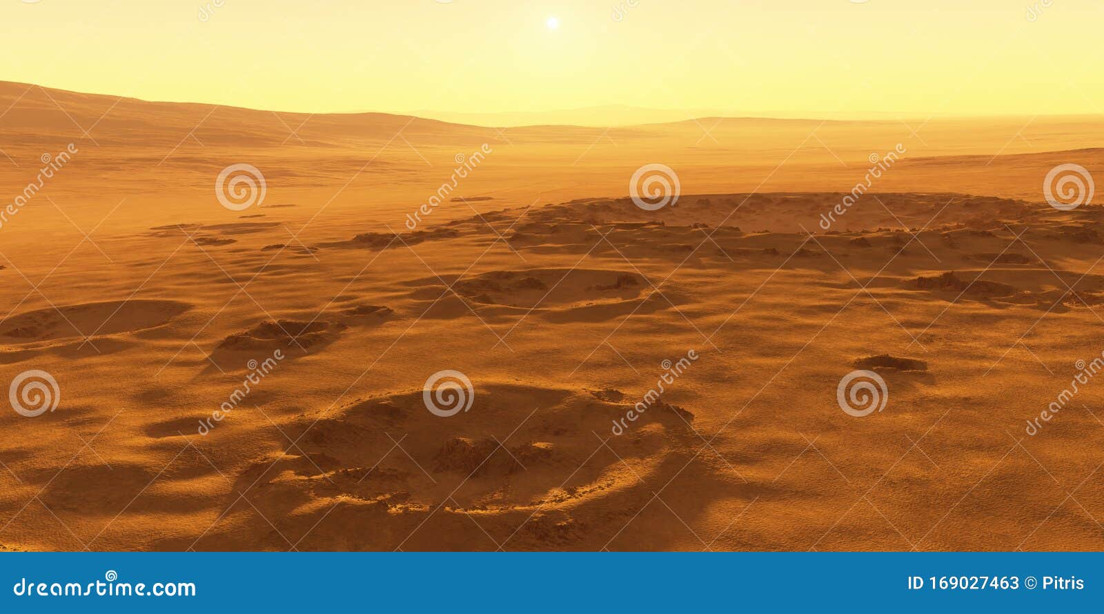 cold desert on mars. martian landscape