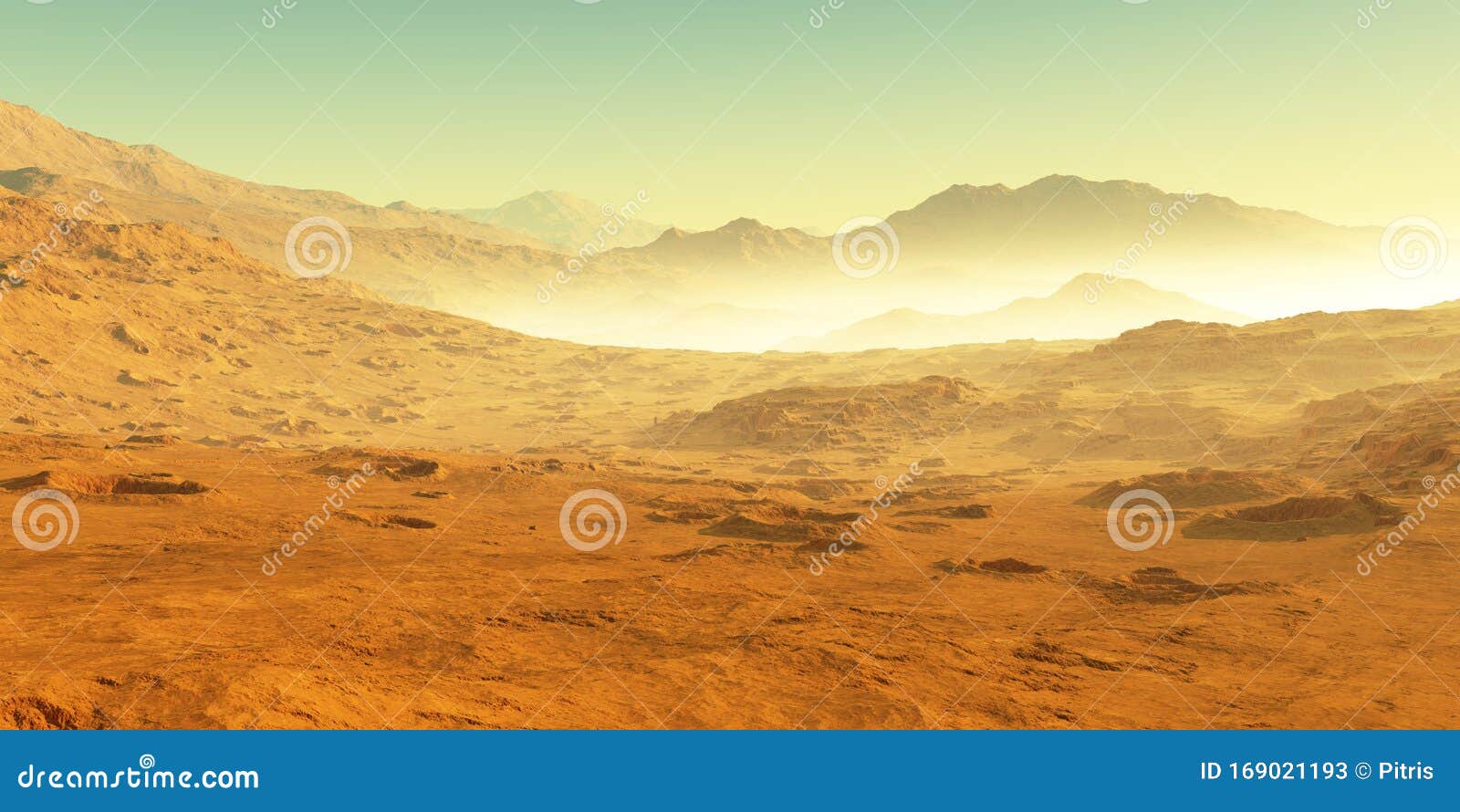 cold desert on mars. martian landscape