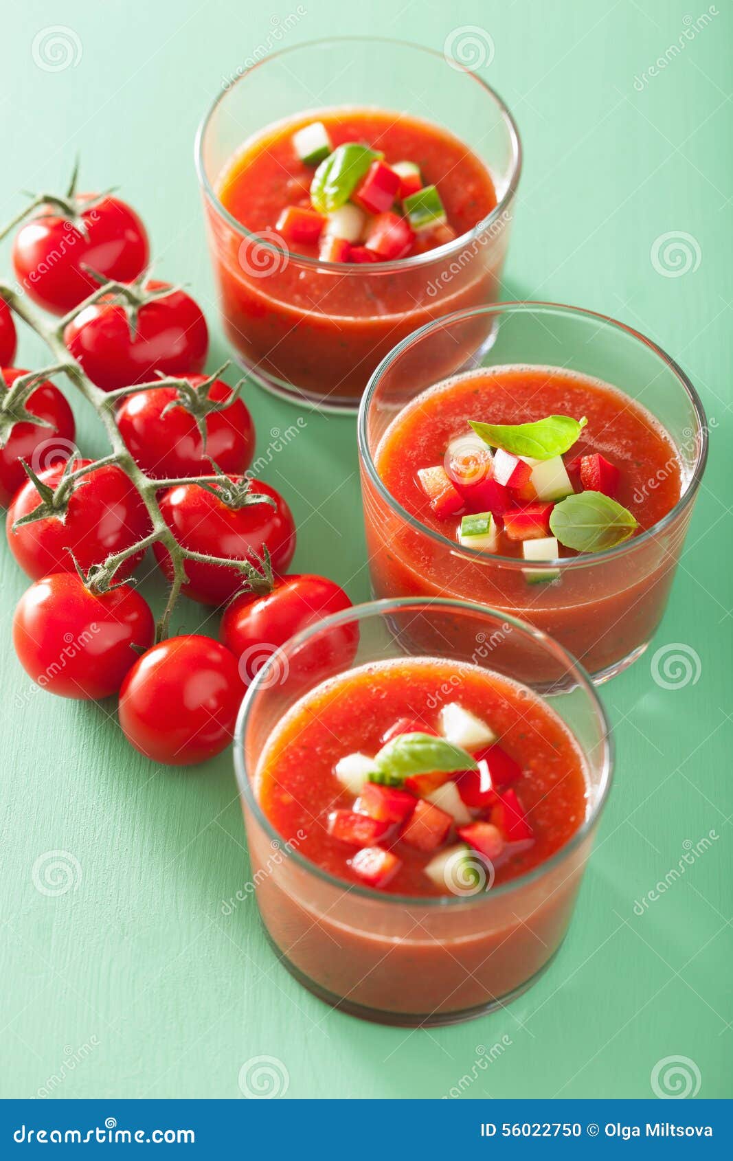Cold Gazpacho Soup in Glass and Ingredients Stock Photo Image of