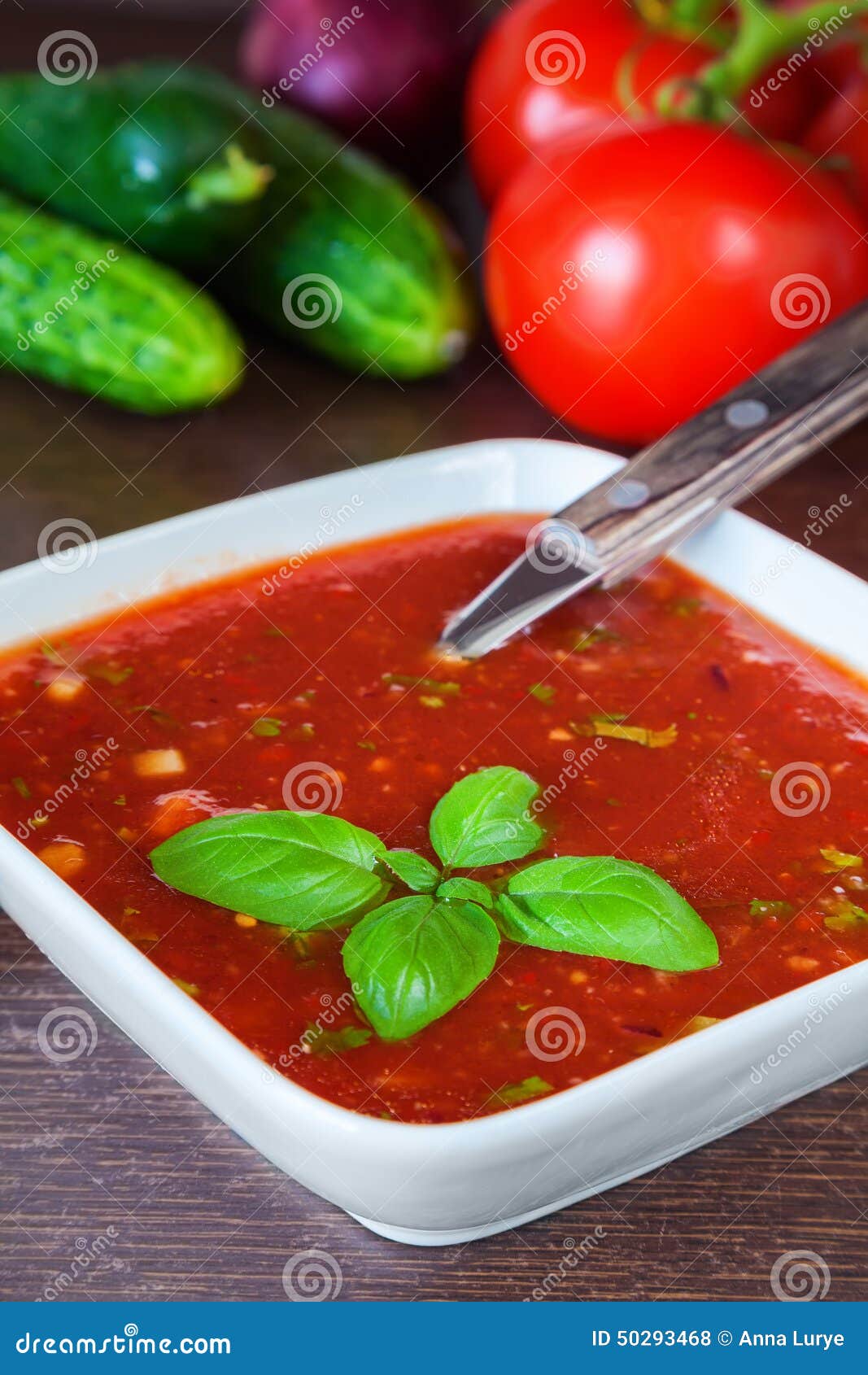 Cold gazpacho stock photo. Image of dinner, spoon, healthy 50293468