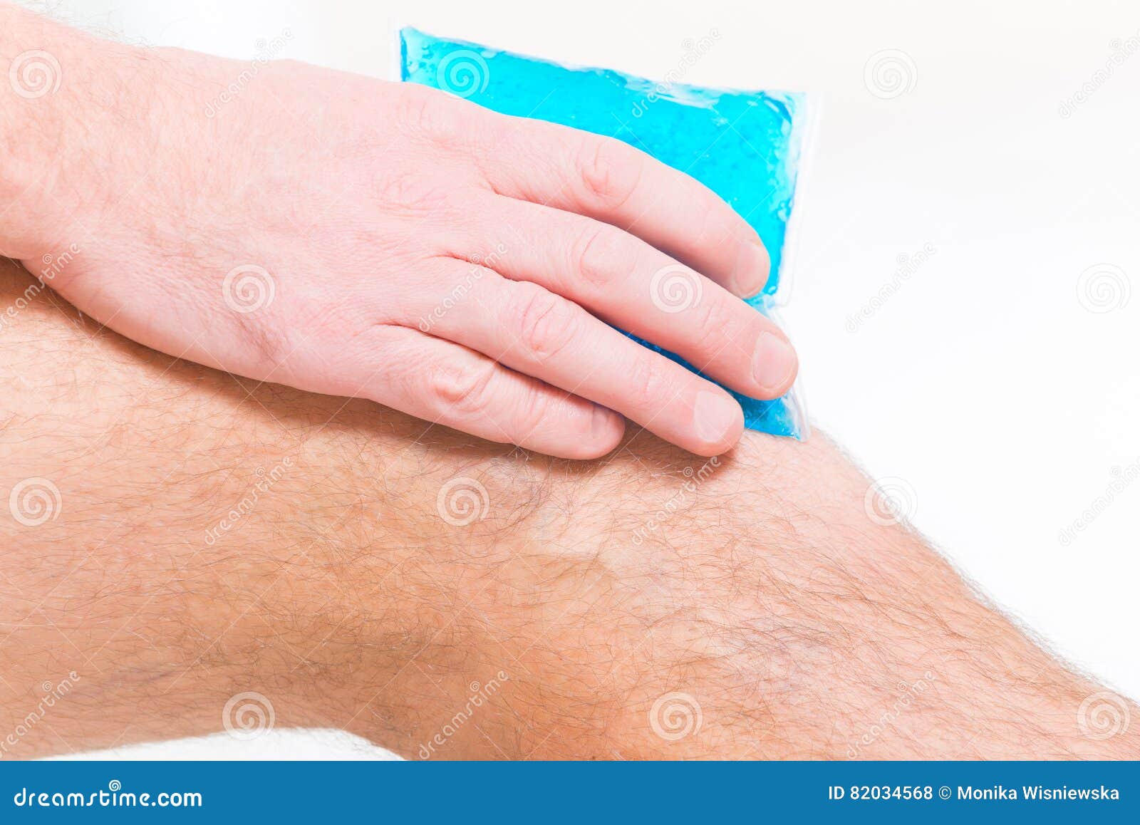 Cold Gel Compress on the Knee Stock Photo Image of pain, hand 82034568