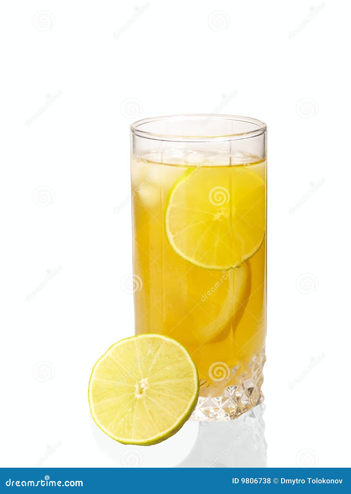 Cold green tea with lemon stock photo. Image of healthy 9806738