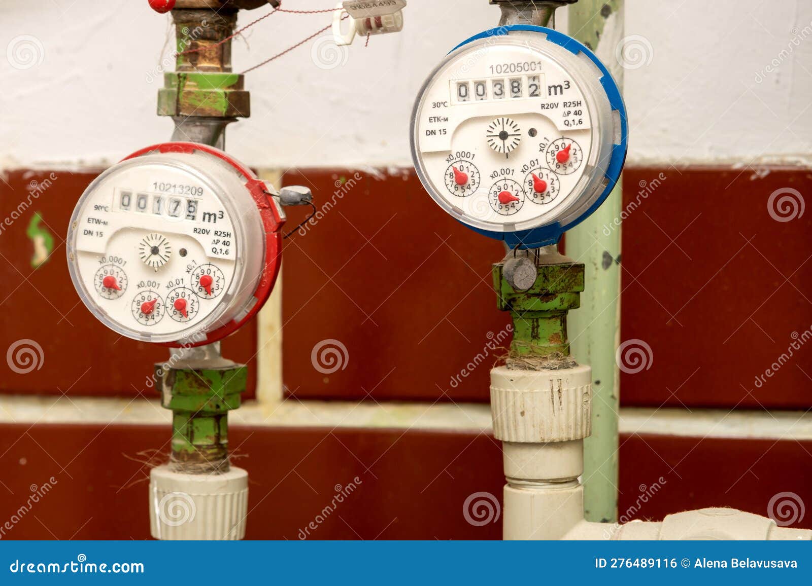 Cold and Hot Water Meters, Utility Bills Stock Photo Image of