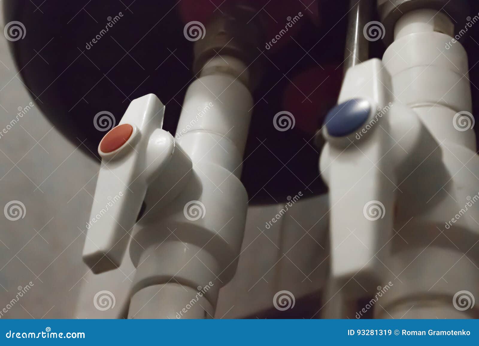 Cold and hot water valves stock image. Image of flowing 93281319