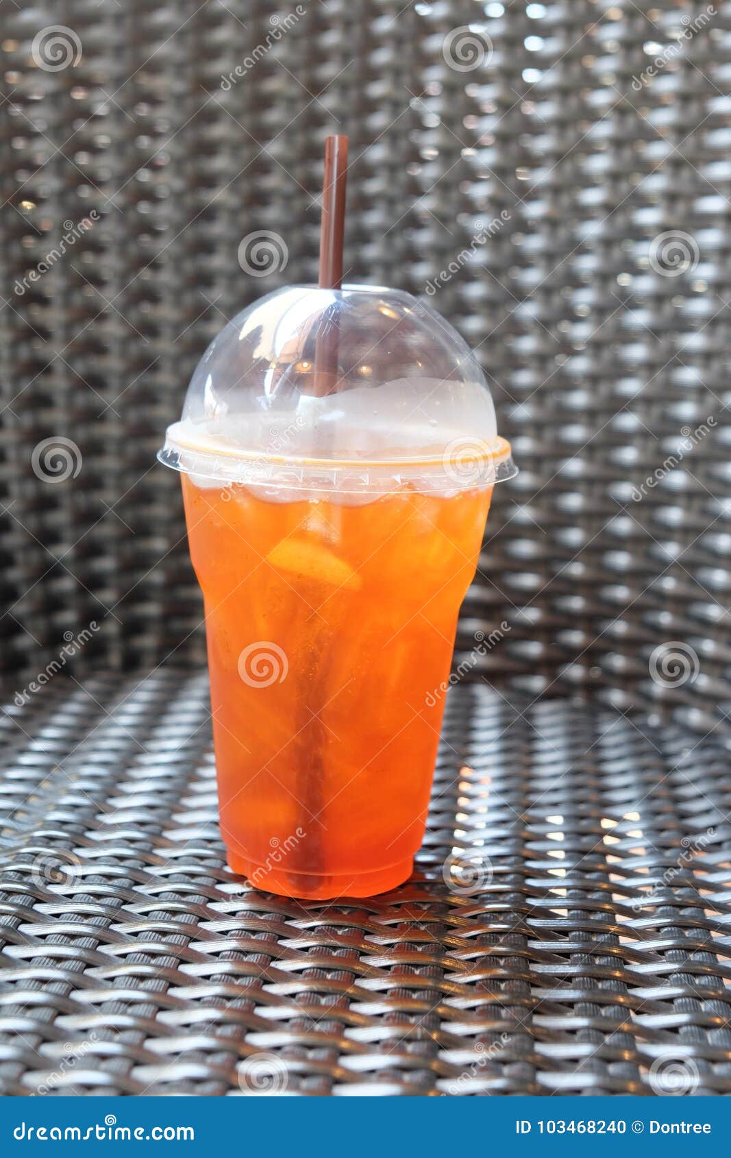 Cold Iced Tea with Lemon and Straw Stock Photo - Image of vintage, striped:  103468240