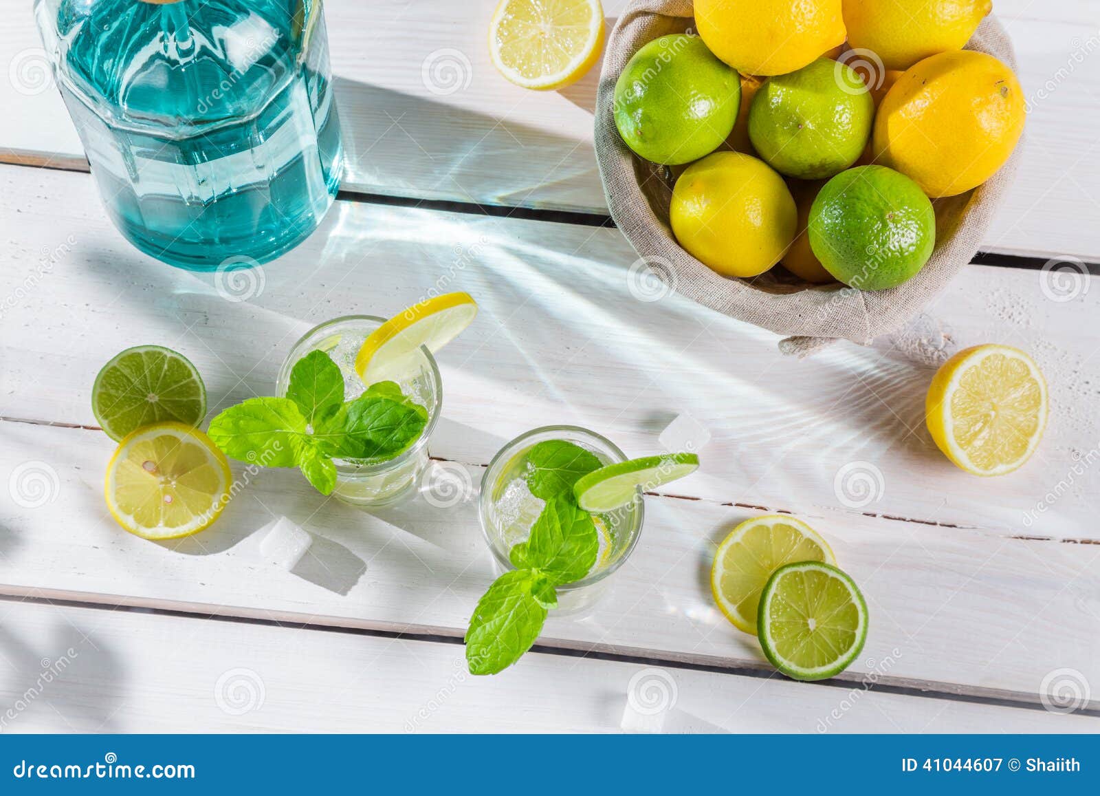 Cold Lemonade with Mint Leaf in Sunny Garden Stock Image - Image of ...
