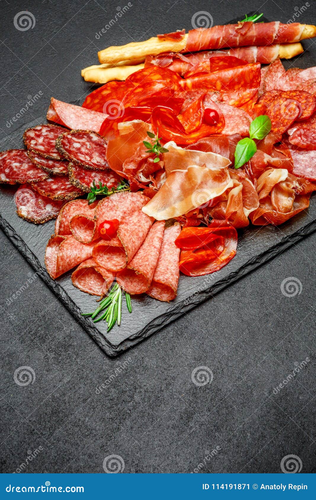 Cold Meat Plate With Salami And Chorizo Sausage And Parma Stock Image