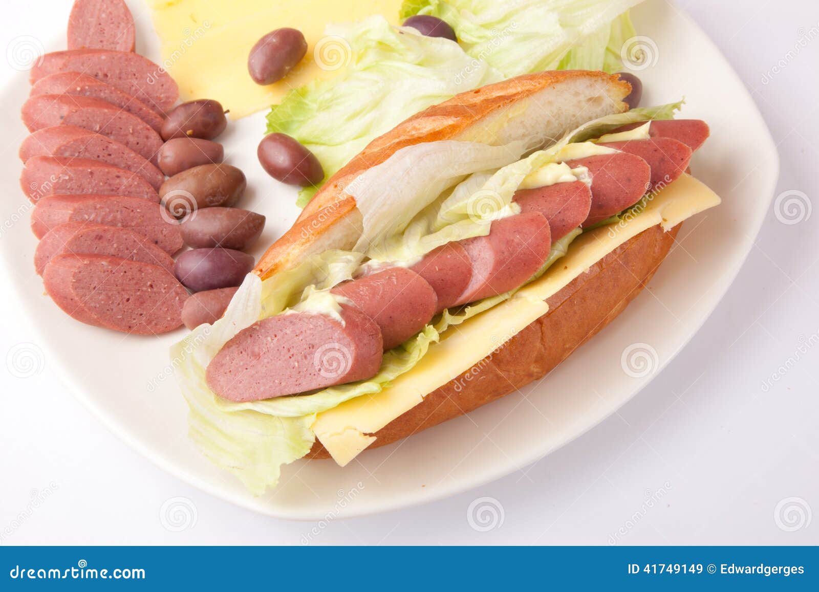 Cold meat Sandwich stock image. Image of crisps, baguette 41749149