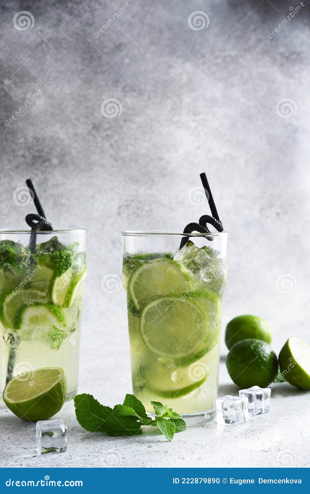 Cold Mojito with Mint and Lime. a Classic Summer Drink with Rum Stock