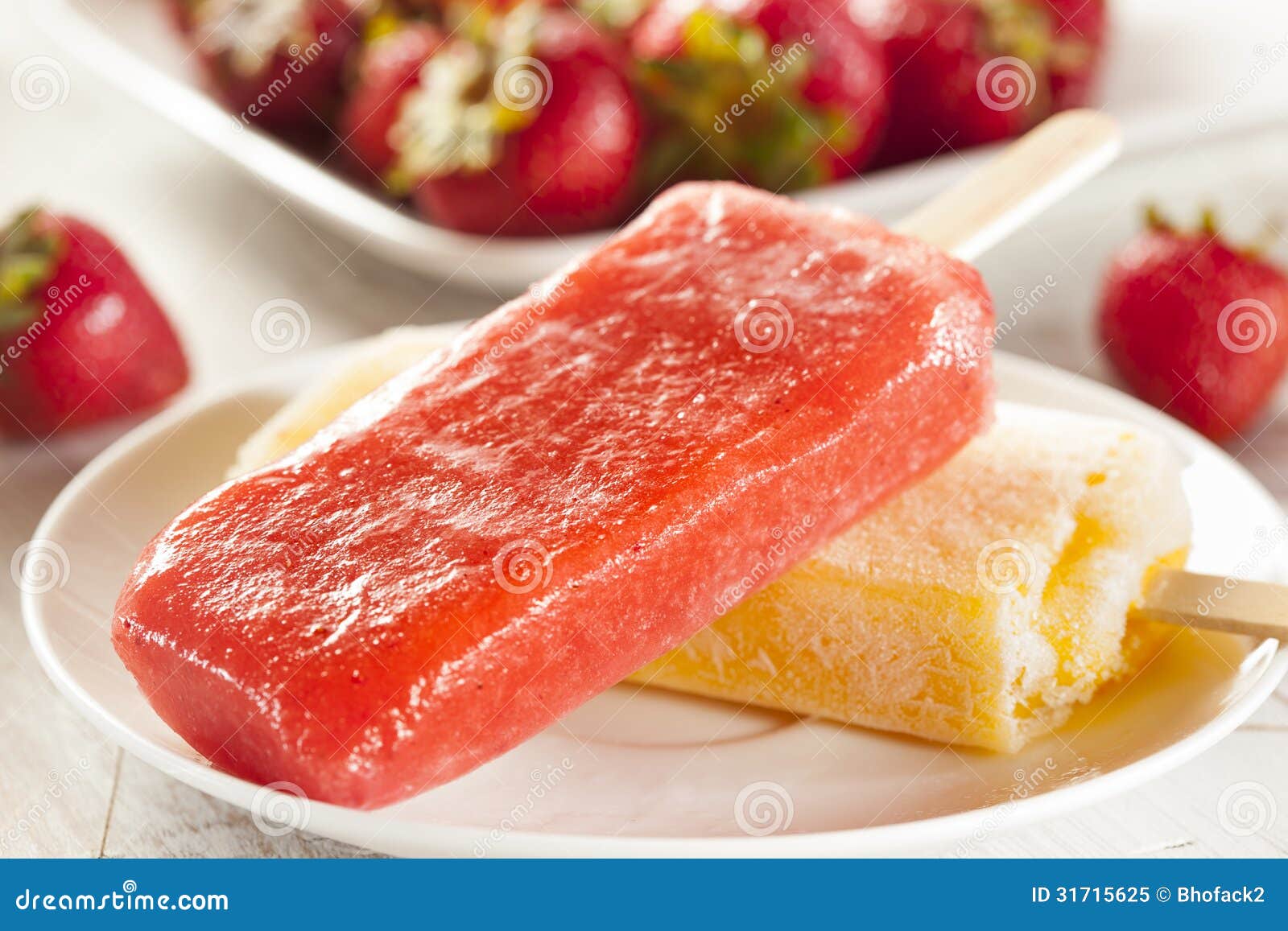 Cold Organic Frozen Strawberry Fruit Popsicle Stock Image Image of cold, fruit 31715625