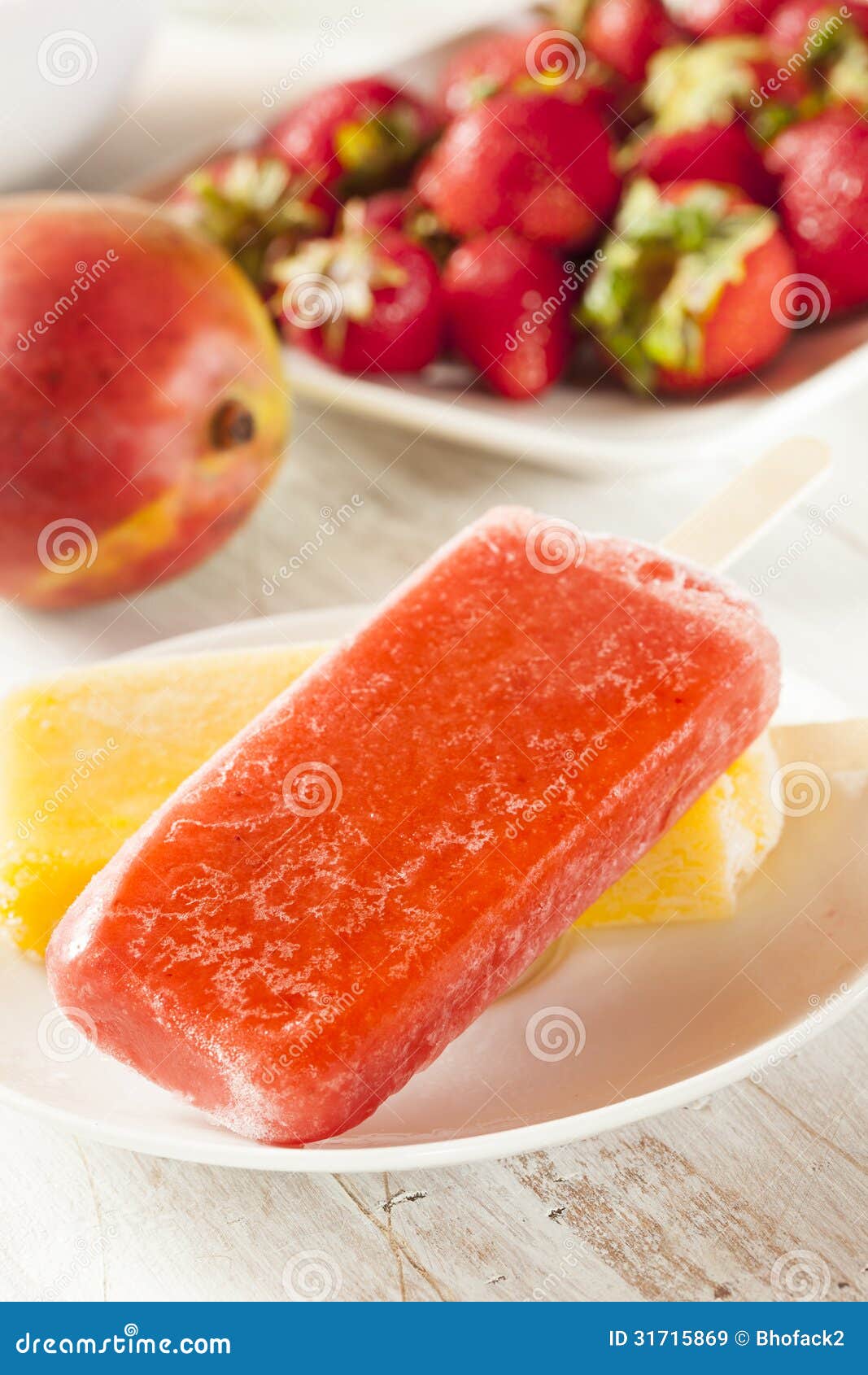 Cold Organic Frozen Strawberry Fruit Popsicle Stock Image Image of fruity, frosty 31715869