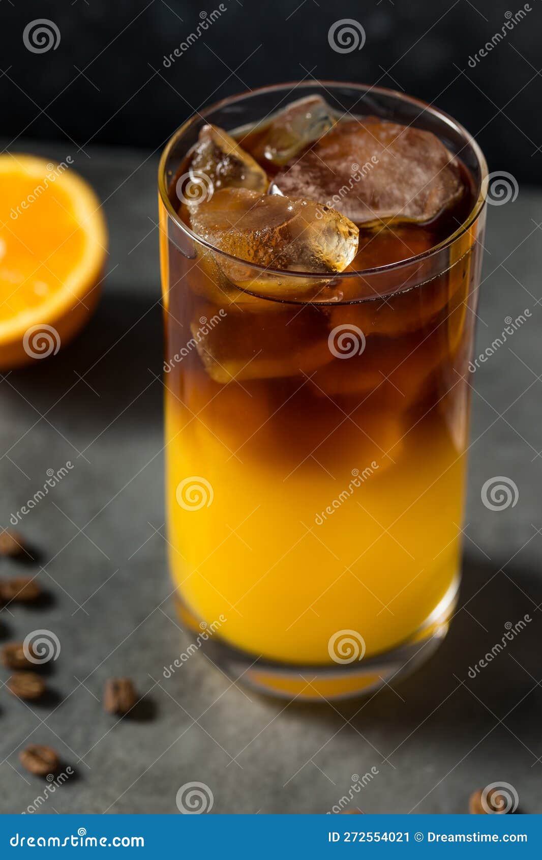 Cold Refreshing Orange Juice and Coffee Drink Stock Image Image of