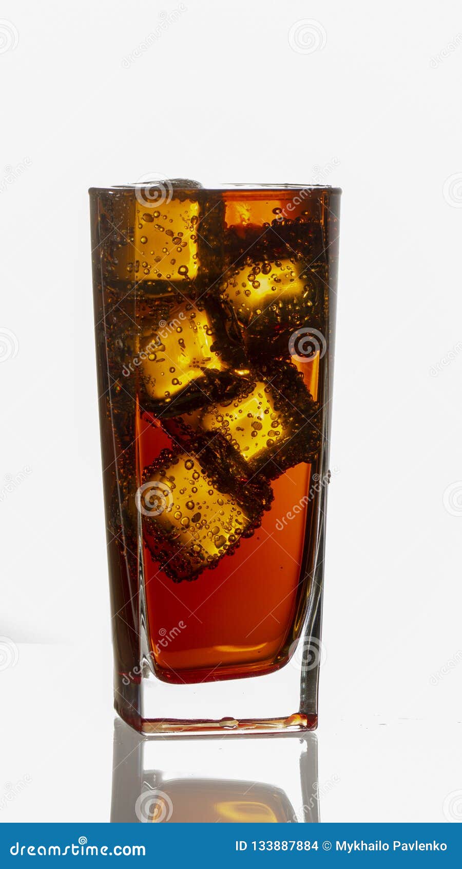 Cold Refreshing Soft Drink With Ice On A White Background Stock Photo