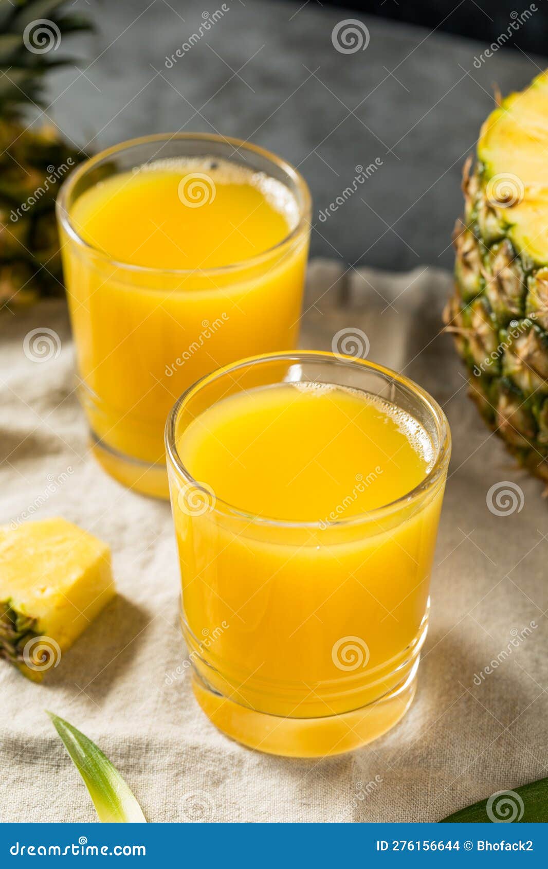 Cold Refreshing Yellow Pineapple Juice Stock Photo - Image of glass ...