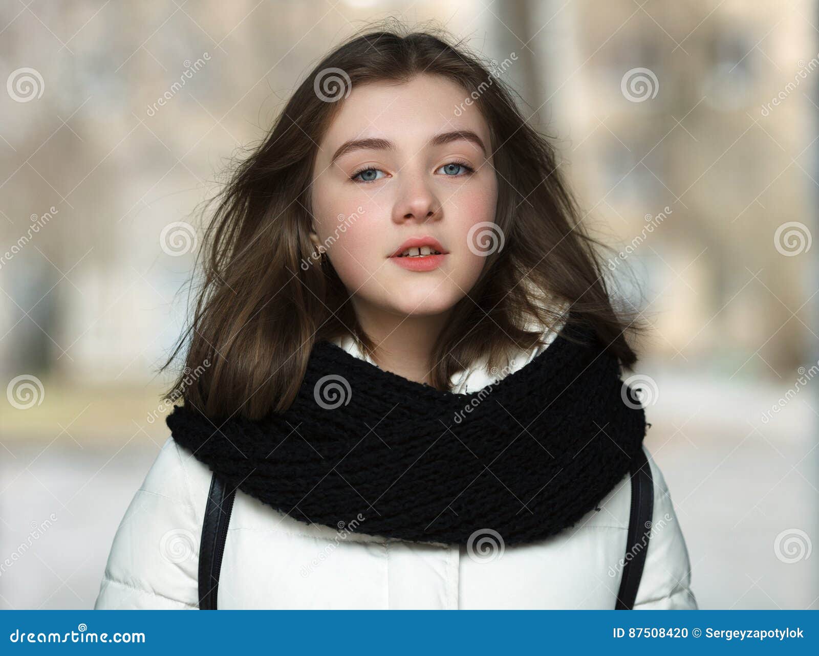 Cold Season Young Adorable Woman Close Up Portrait Lifestyle Concept ...