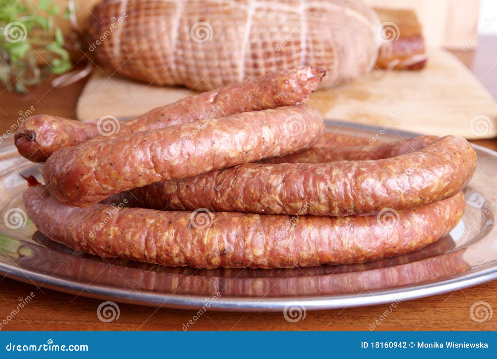 Cold smoked sausage stock photo. Image of meat, shoulder 18160942