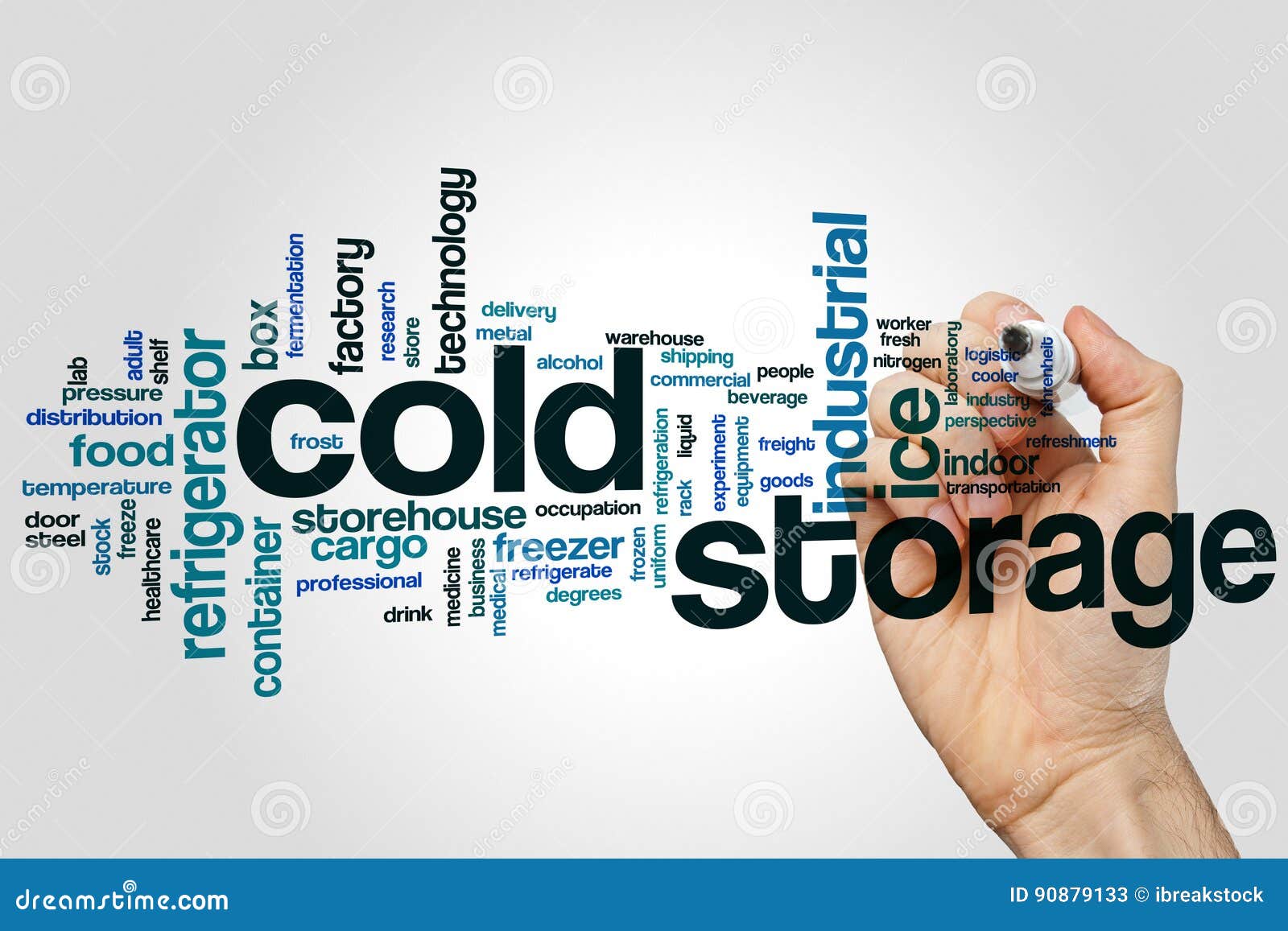 Cold Storage Word Cloud Concept on Grey Background Stock Image Image