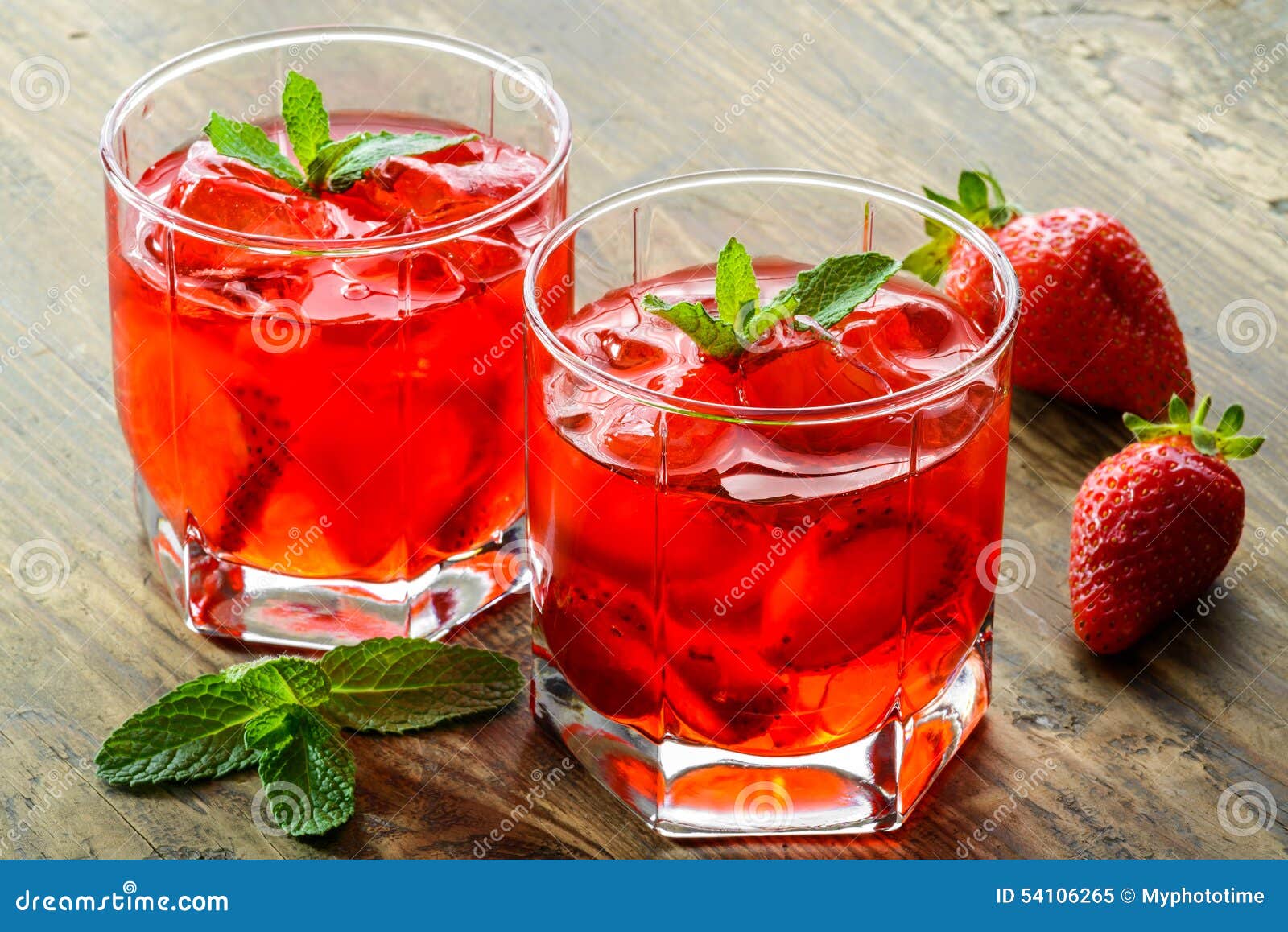 Cold Strawberries Drinks with Strawberry Slices Stock Image Image of