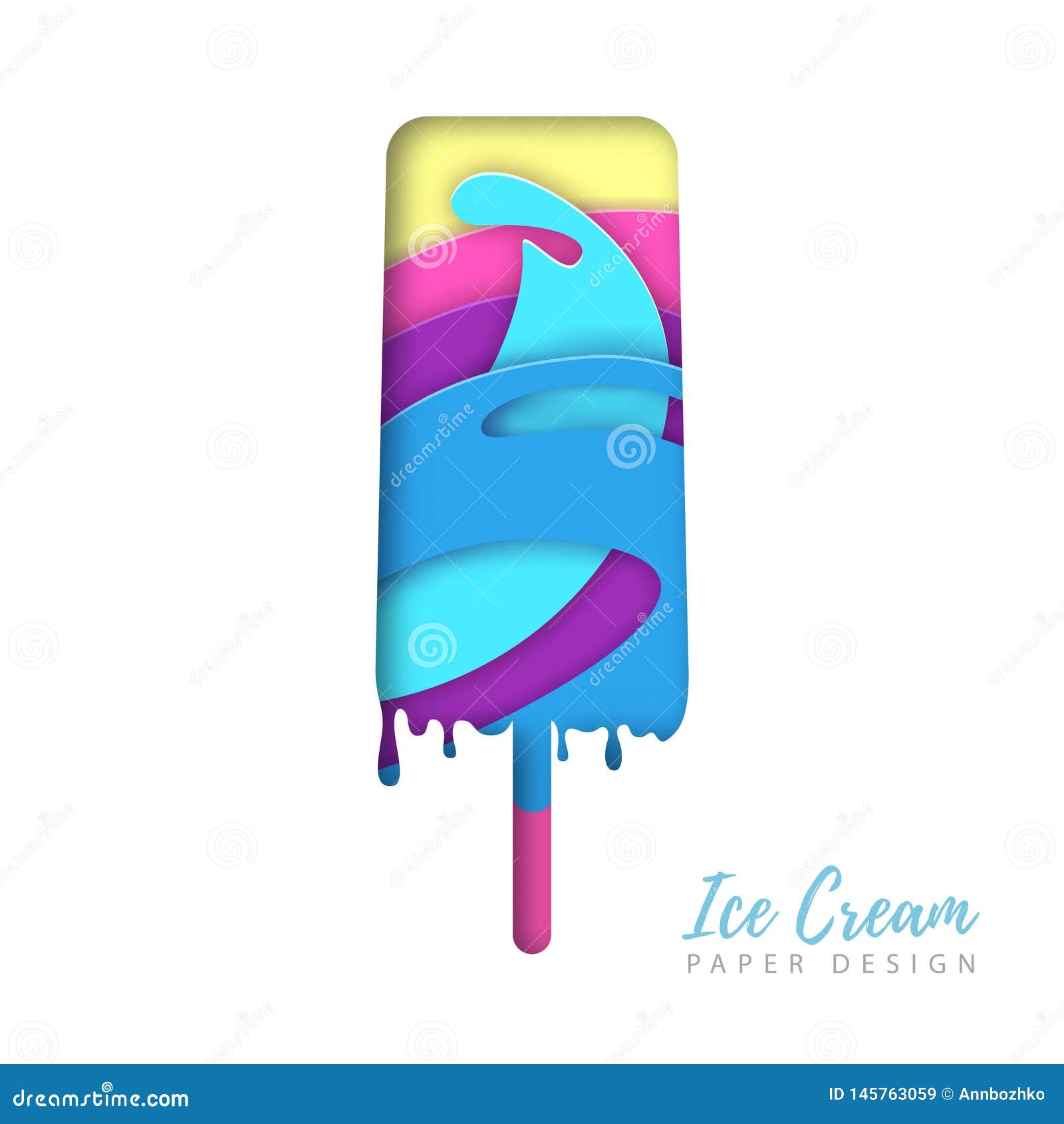 cold sweet ice cream silhouette. cut out paper art style 