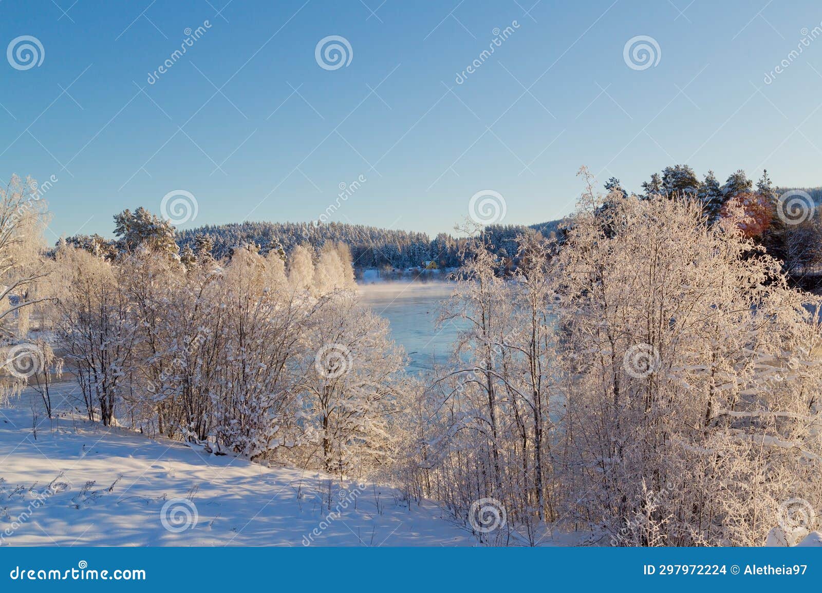 A Cold Winter Day in Solleftea District, Northern Sweden Stock Photo