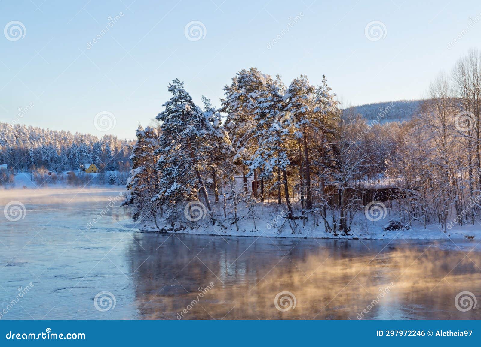 A Cold Winter Day in Solleftea District, Northern Sweden Stock Photo