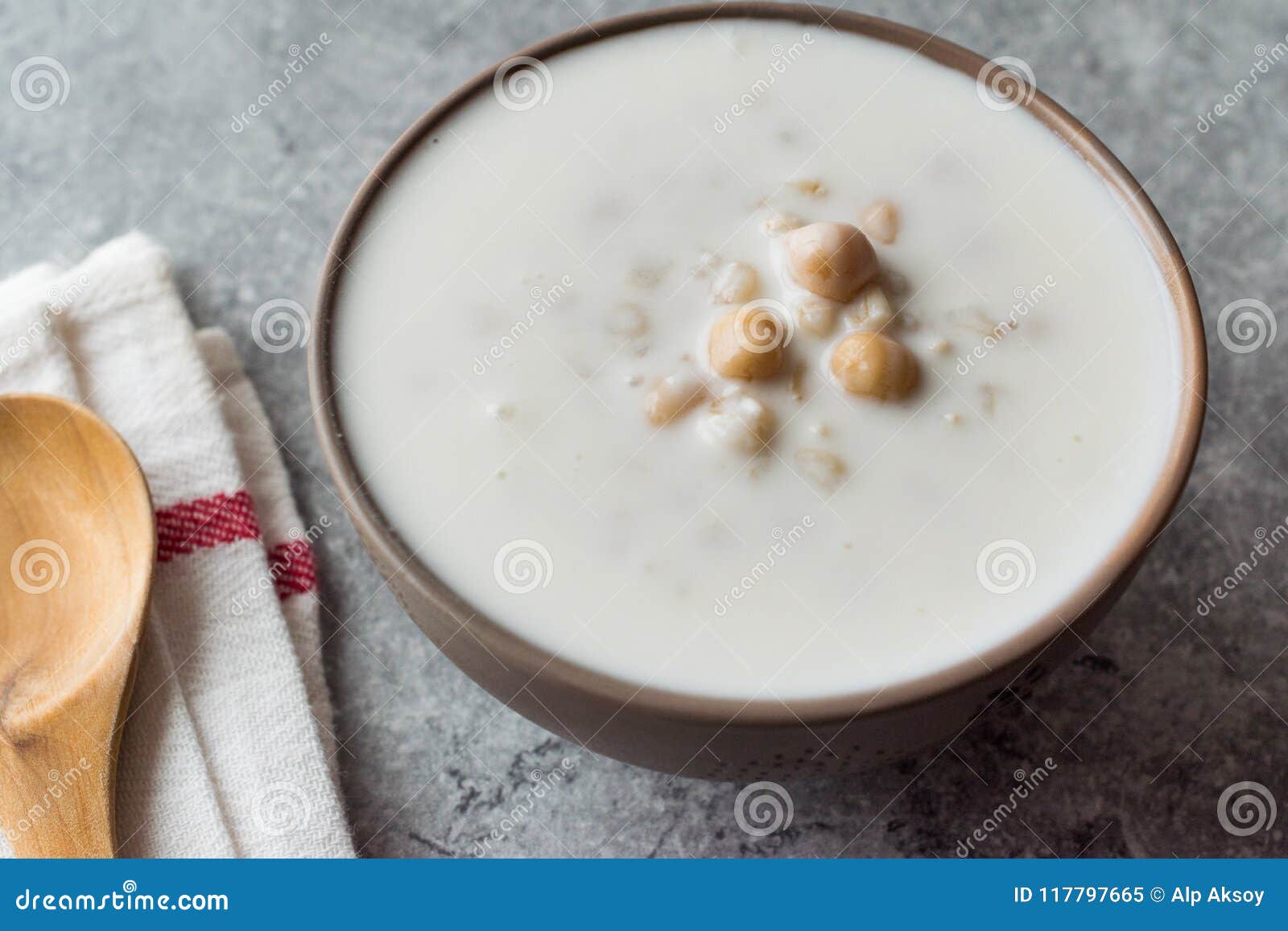cold yogurt soup with chickpeas and wheat seeds / ayran asi corbasi / tzatziki.