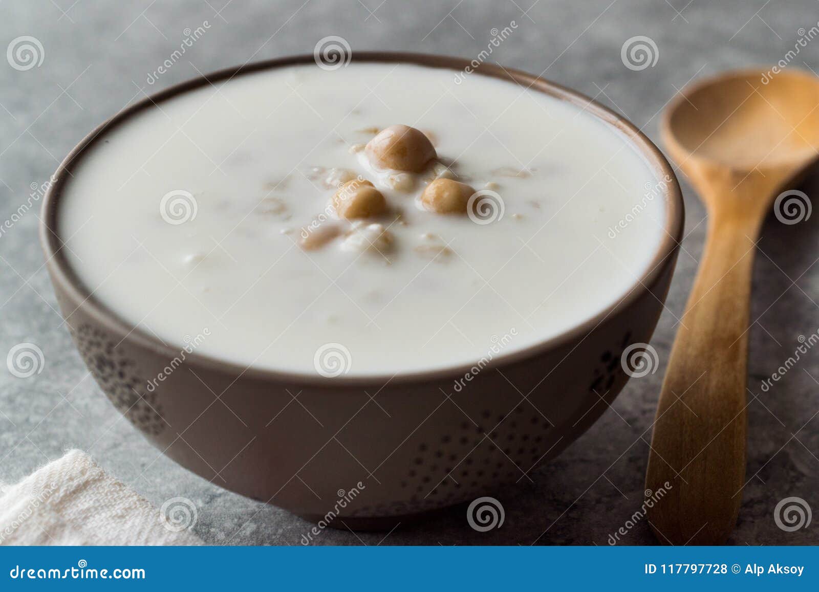 cold yogurt soup with chickpeas and wheat seeds / ayran asi corbasi / tzatziki.