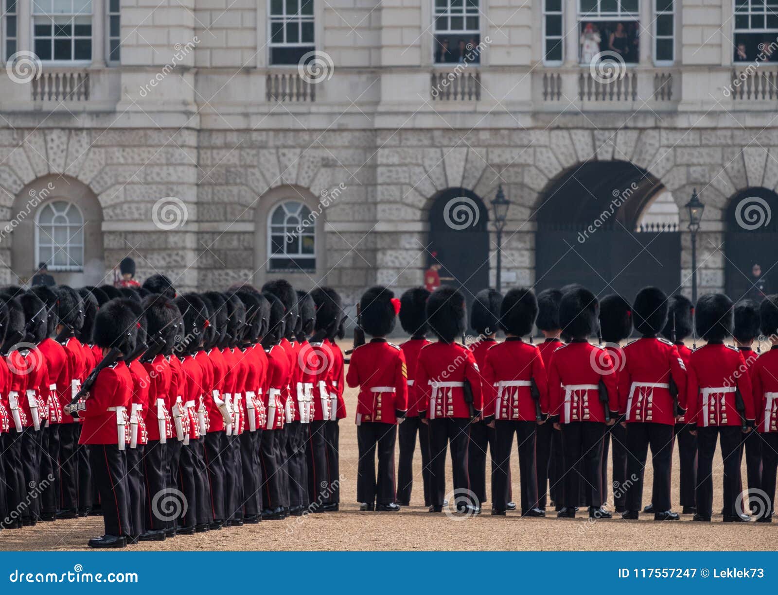 coldstream guards at the trooping the colour, military ceremony at horse guards parade, london, uk.