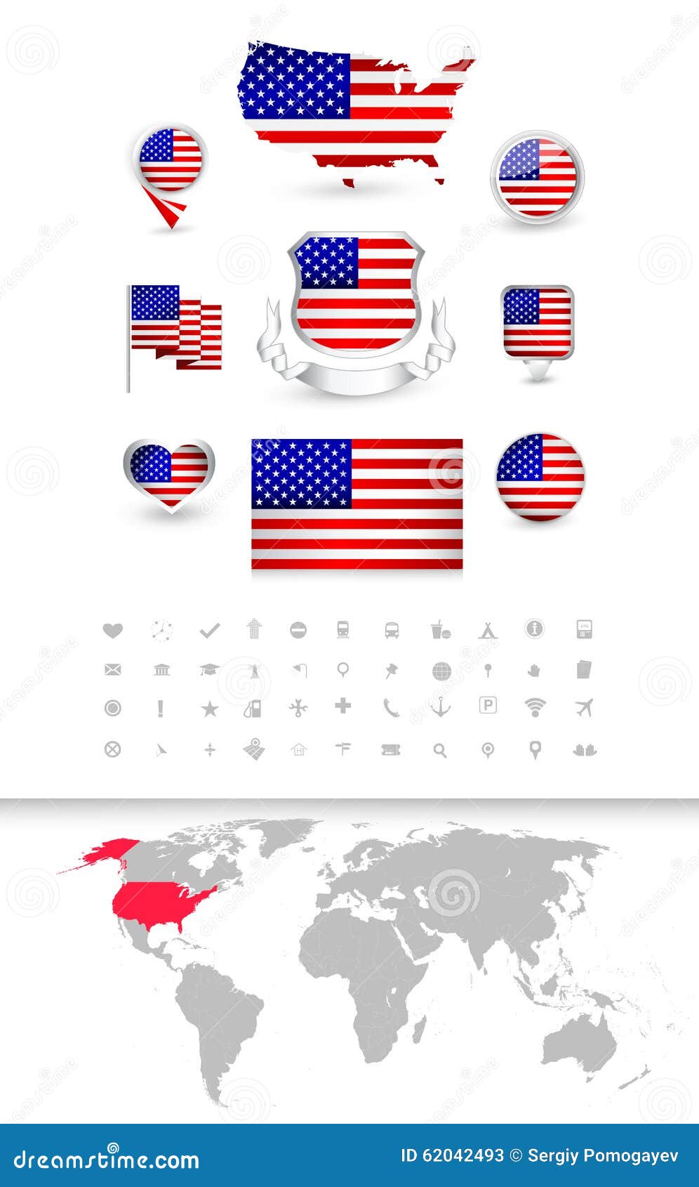 Coleção Da Bandeira Dos EUA E Mapa Do Mundo Detalhado Ilustração do Vetor -  Ilustração de creativo, fita: 62042493