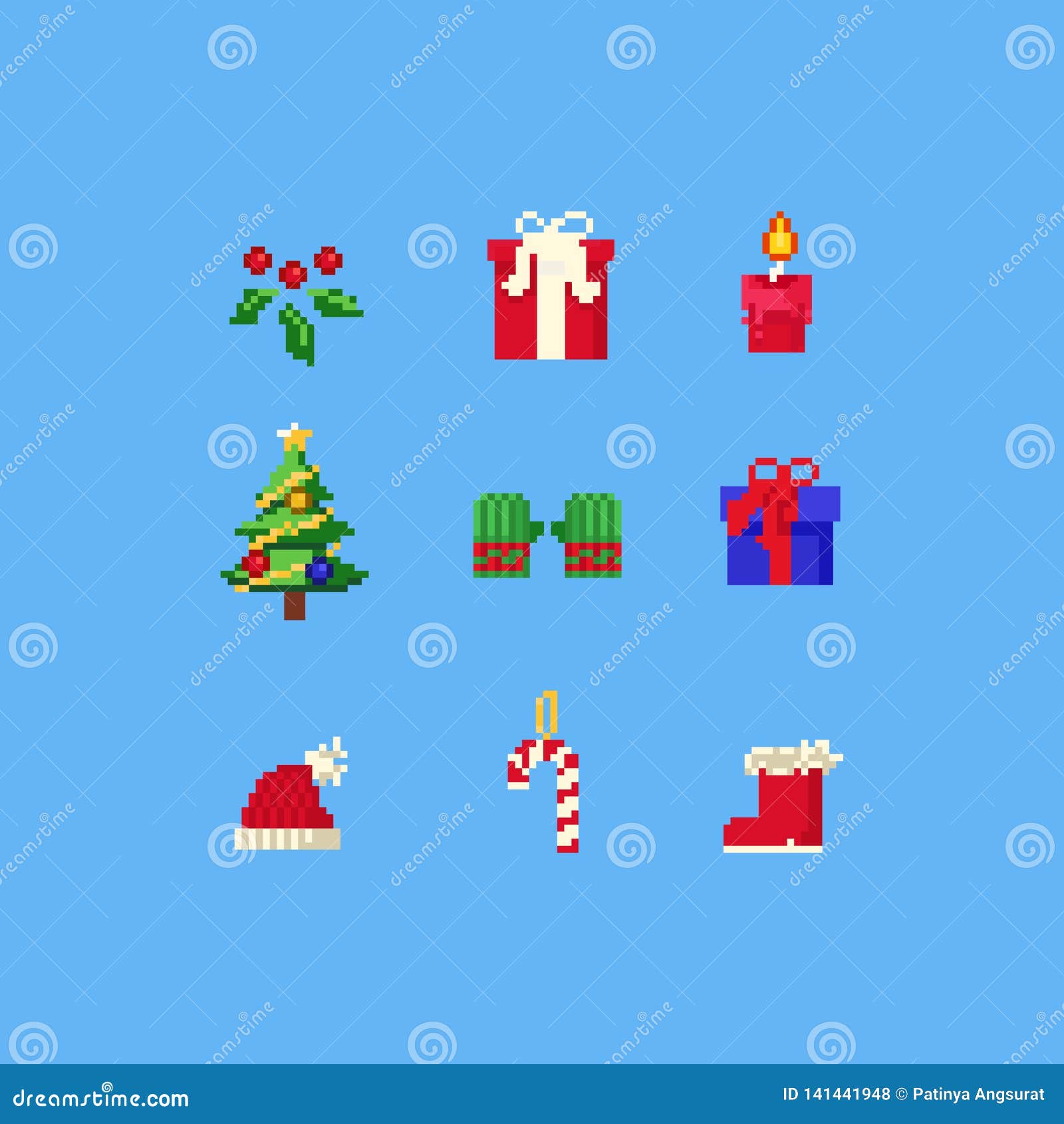 ícone De Ilustração Da árvore De Natal Simples De 8 Bits Pixel Art