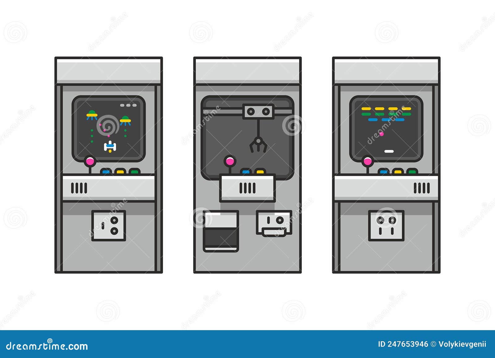 Máquina De Jogos Antigos Clássicos Dos Anos 80 Ilustração do Vetor -  Ilustração de colheita, controlador: 170240058